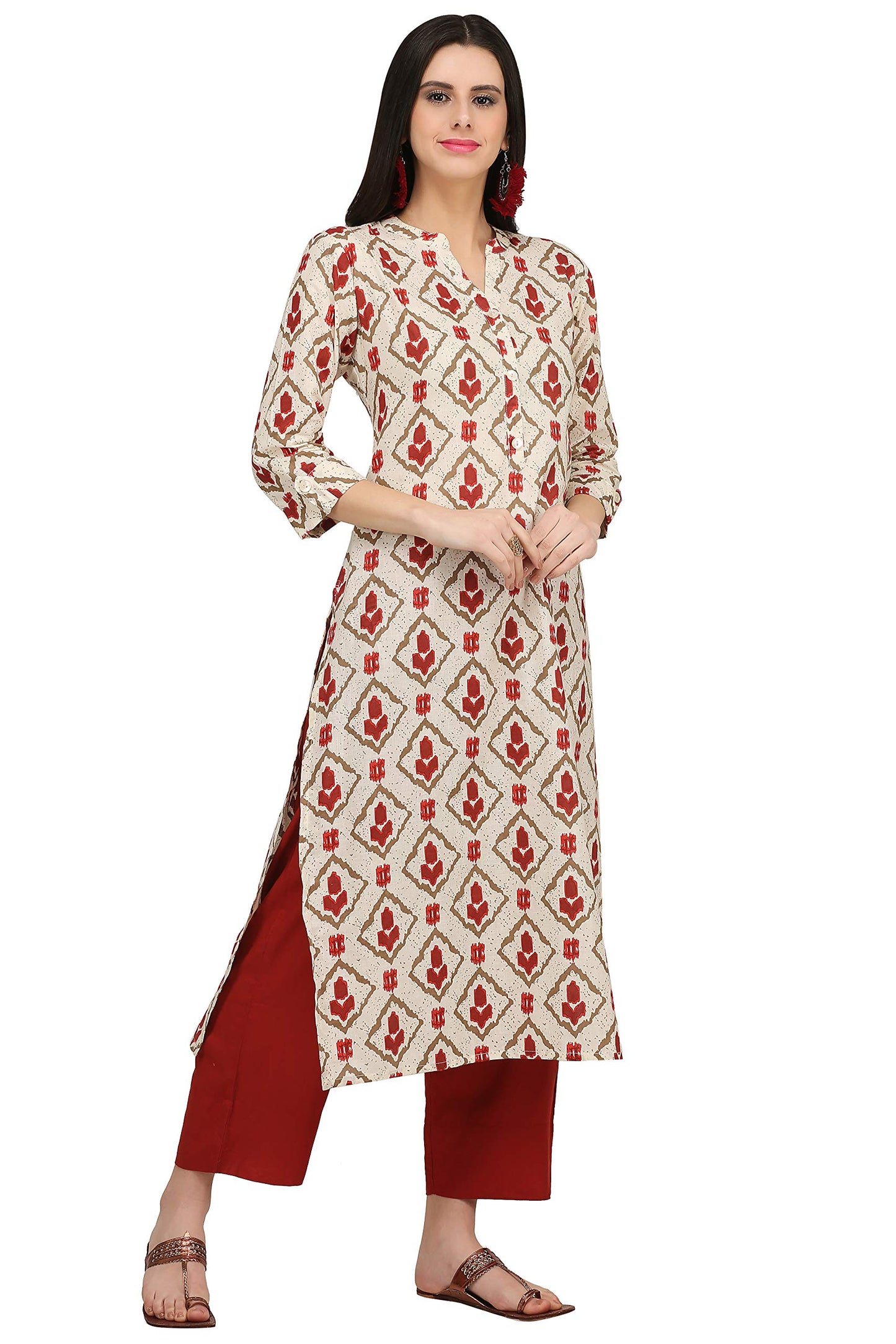 Gosriki Women'S Cotton Kurta (Kur190013-L_Large_White)
