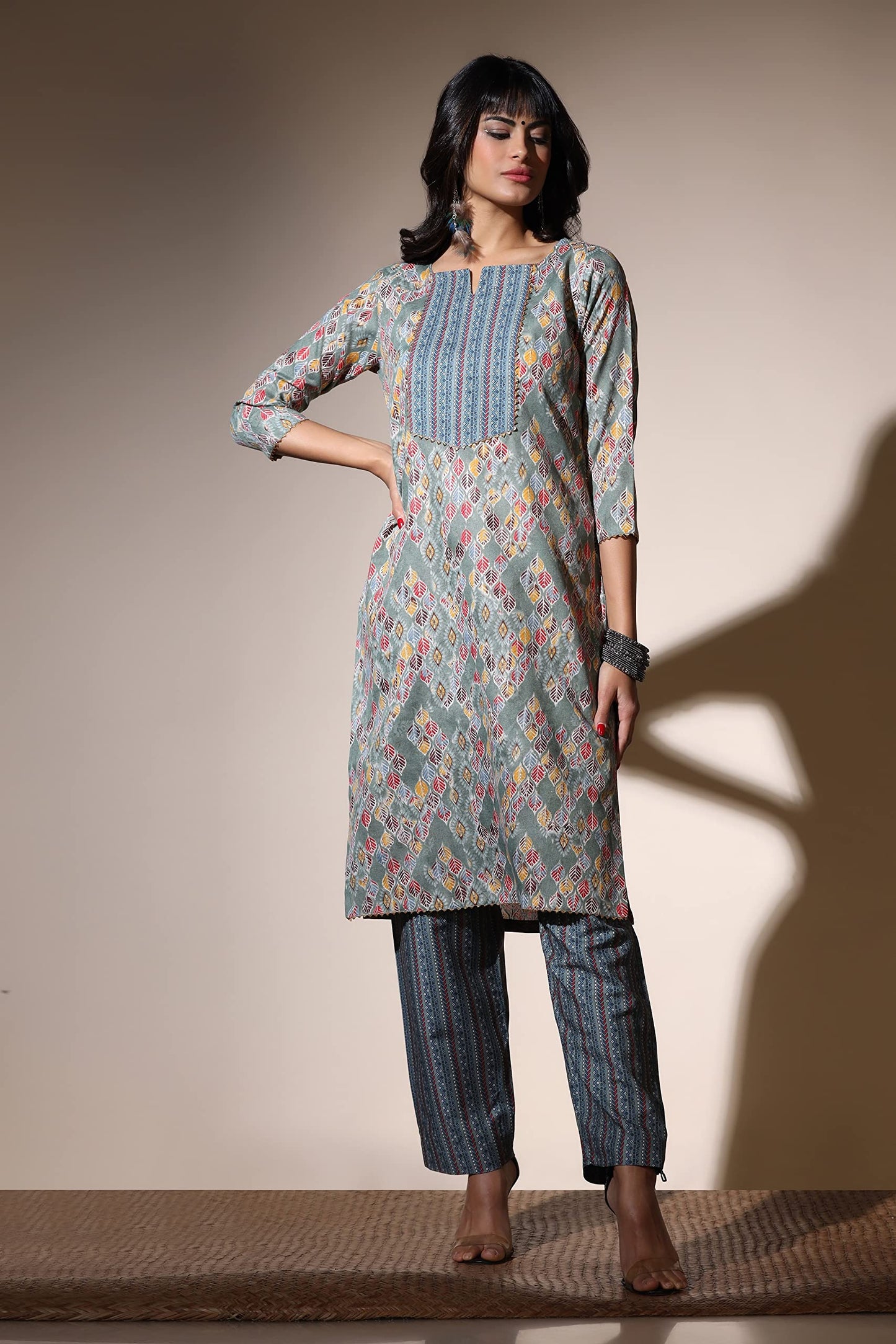 OM SAI LATEST CREATION Kurta for Women || Cotton Fully Stitched Motifs Printed Straight Angrakha Kurta for Ladies || Cotton Printed Kurtas for Women || Gift for Women.