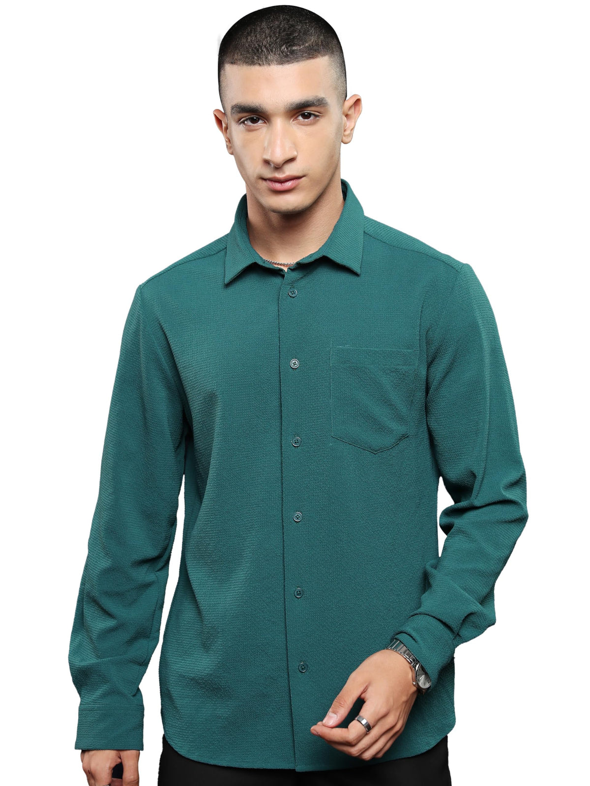 Ketch MenS Slim Fit Shirt (Khsh001844_Teal