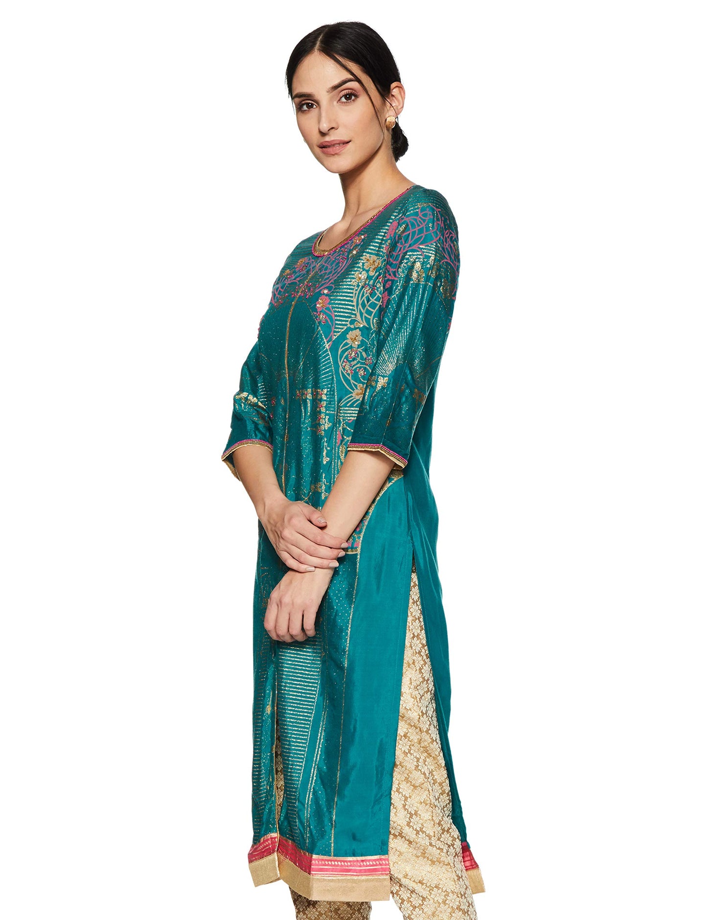 W for Woman Straight Synthetic Kurta for Women