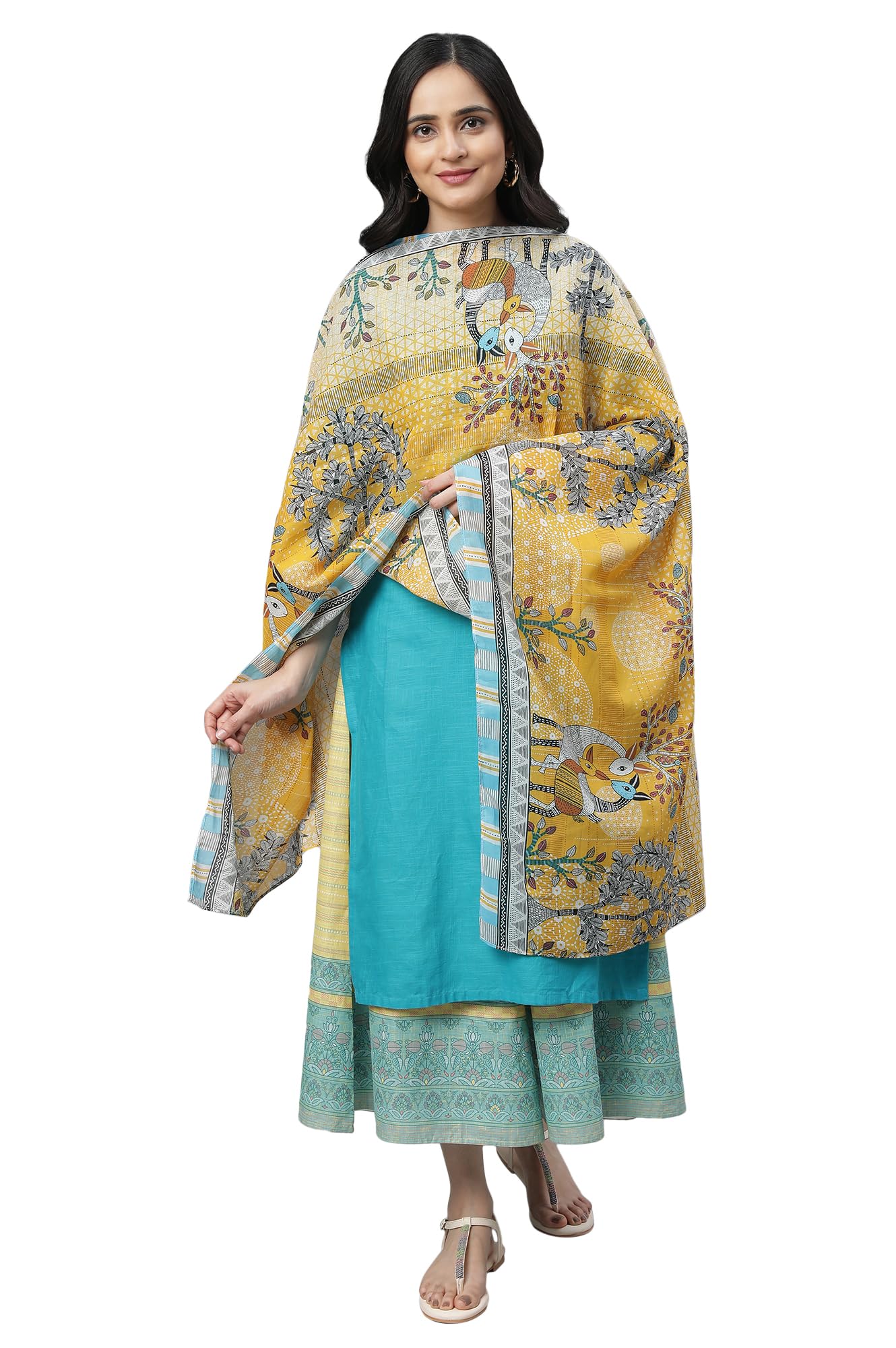 Aurelia Yellow Printed Cotton Dupatta (Size: Freesize)-23Fea80054-506719