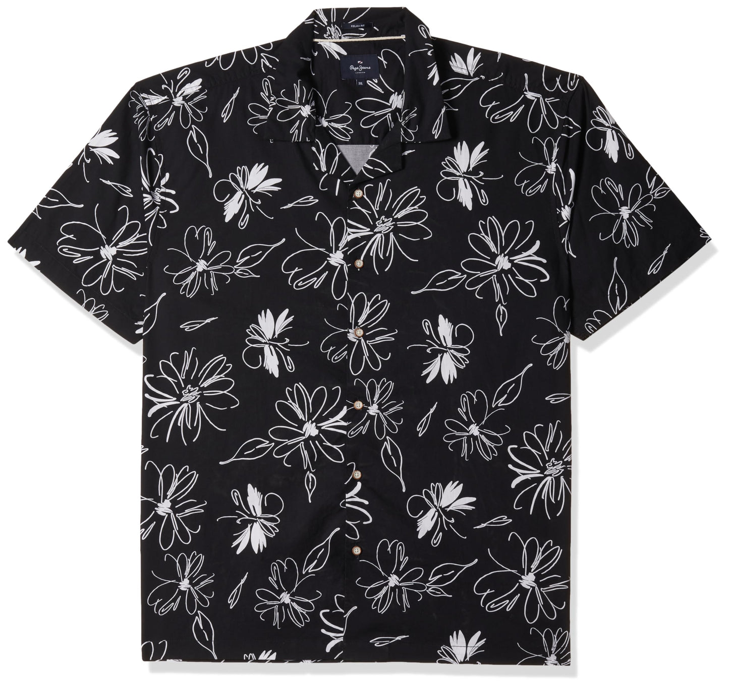 Pepe Jeans MenS Floral Relaxed Fit Shirt (Pm308742_Black