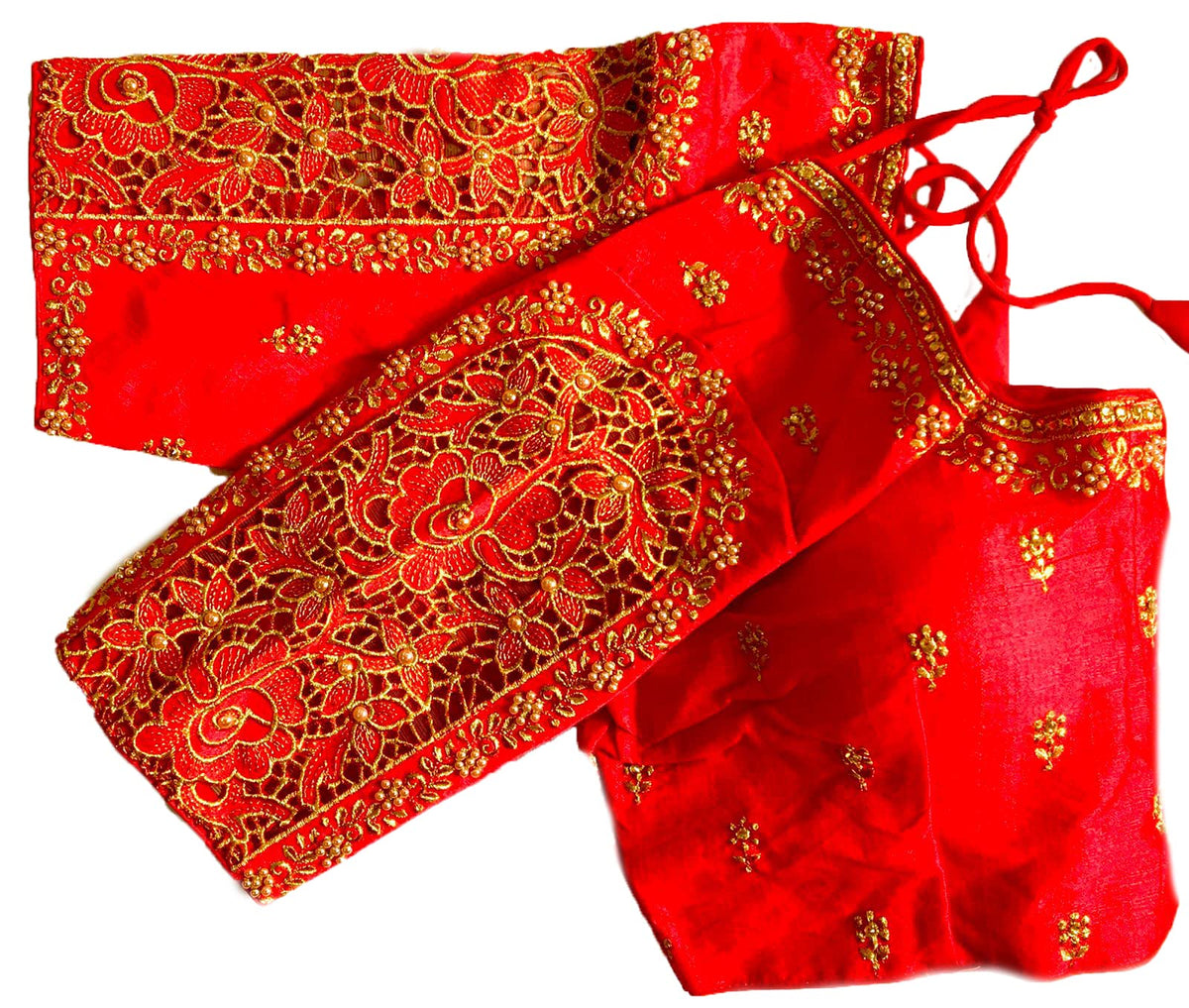 Vihu Fashion WomenS Flower Embroidery Sleeves Cut Work Readymade Saree Blouse