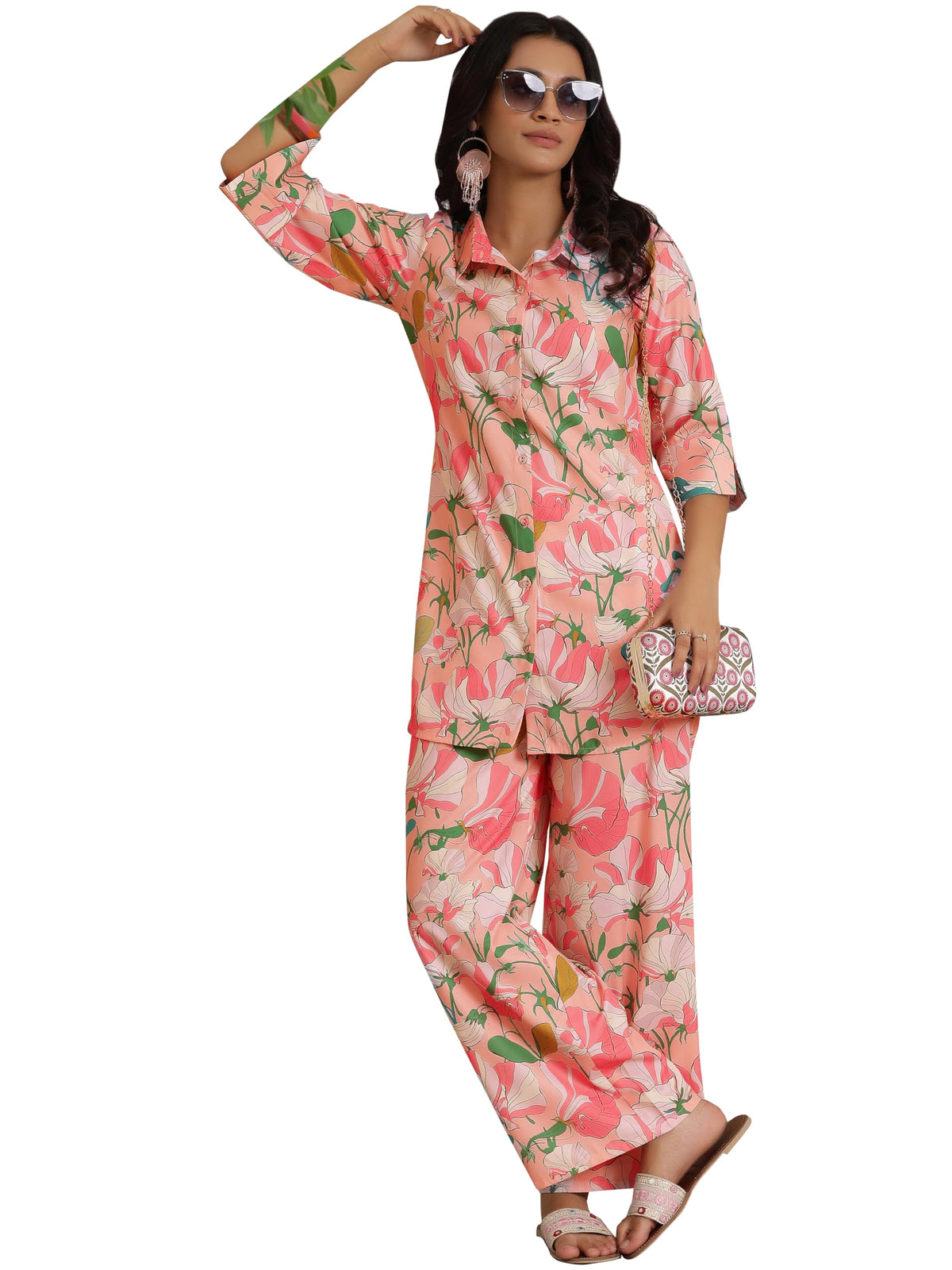 Libas WomenS Silk Blend Co-Ord Set (39029R