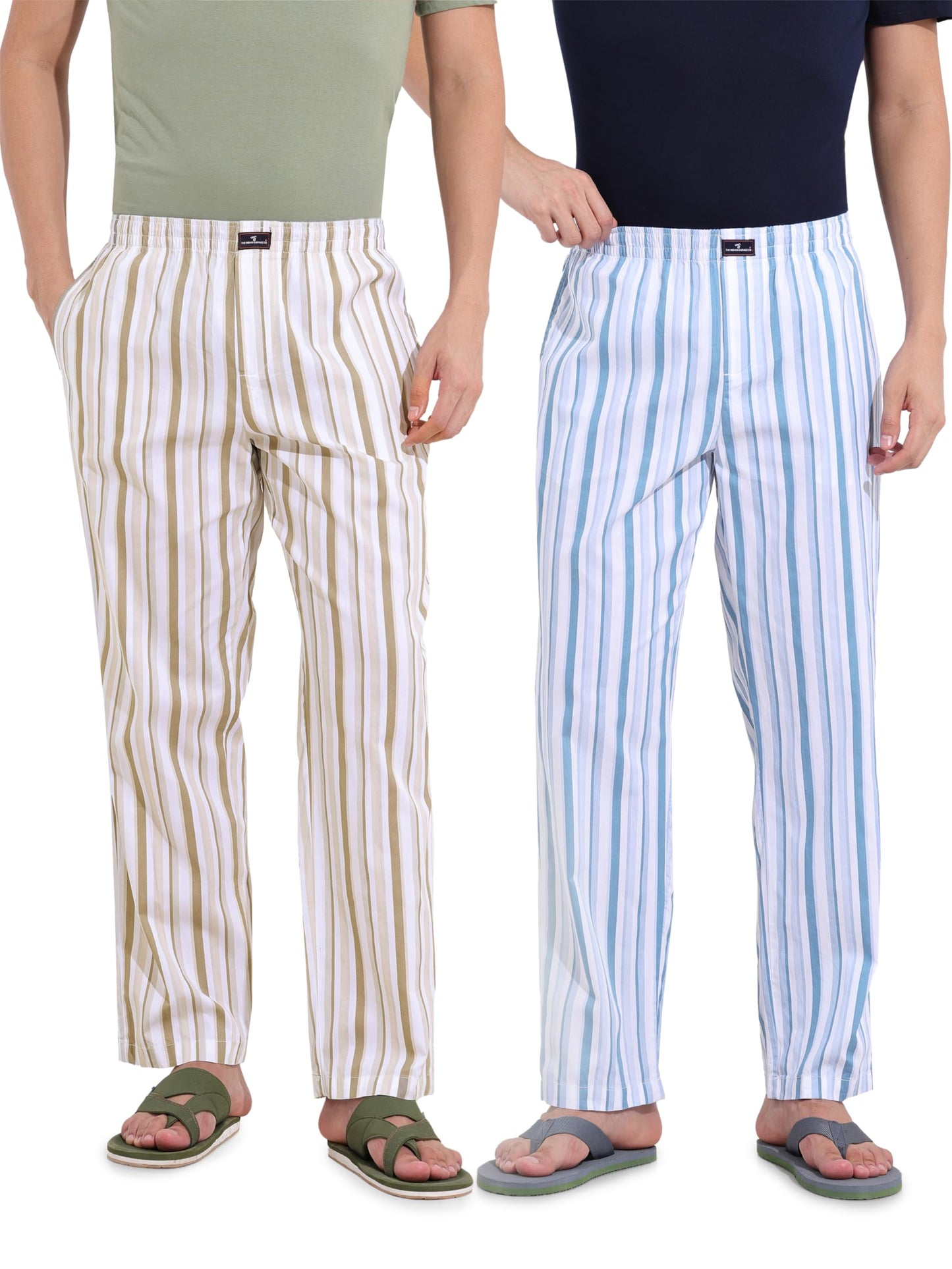 The Indian Garage Co Mens Regular Fit Vertical Striped Pack of 2 Lounge Sweater