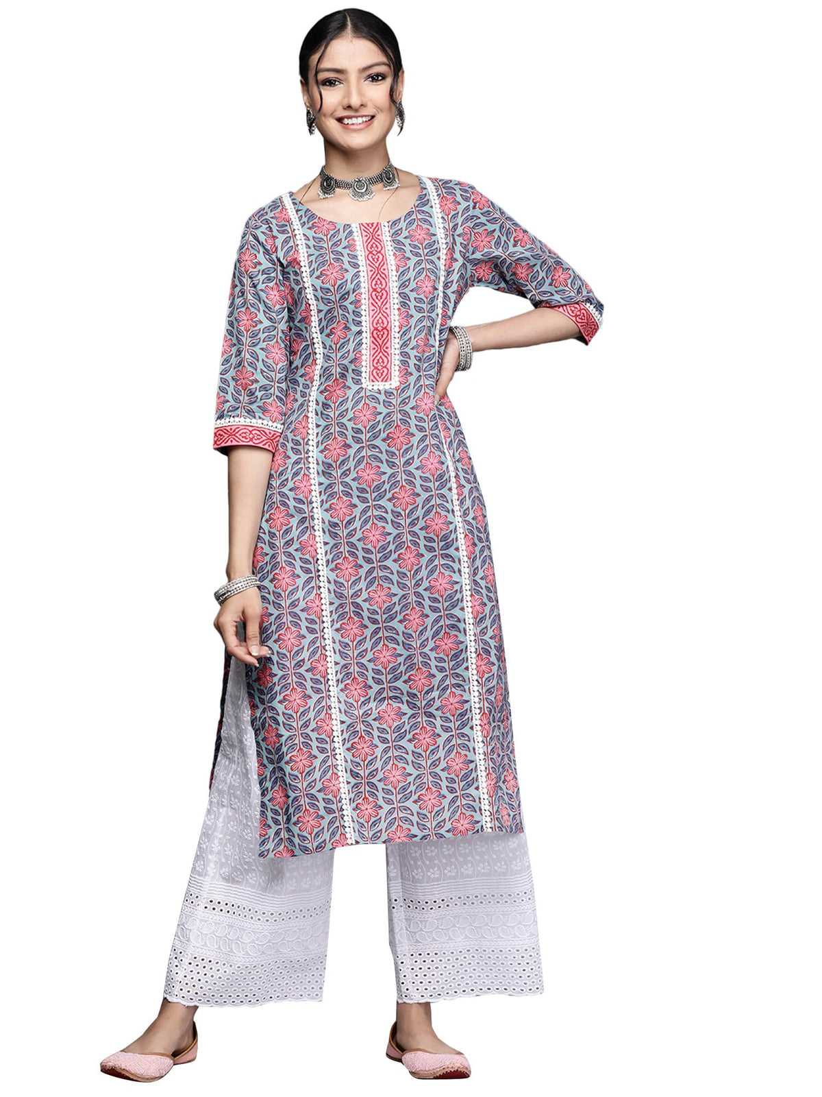 Libas Womens Printed Cotton Straight Kurta For Women