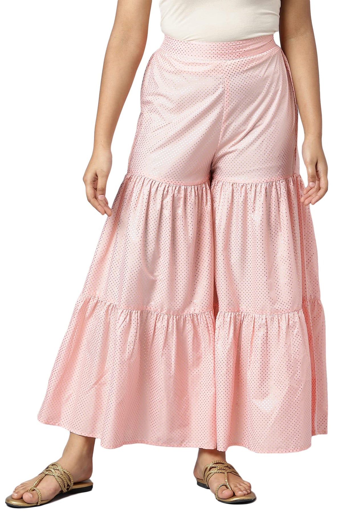 Aurelia Pink Polka Dot Sharara Ethnic Bottomwear