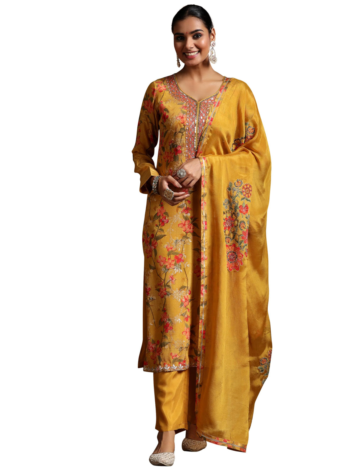 Libas WomenS Silk Chiffon Kurta Set (270630R