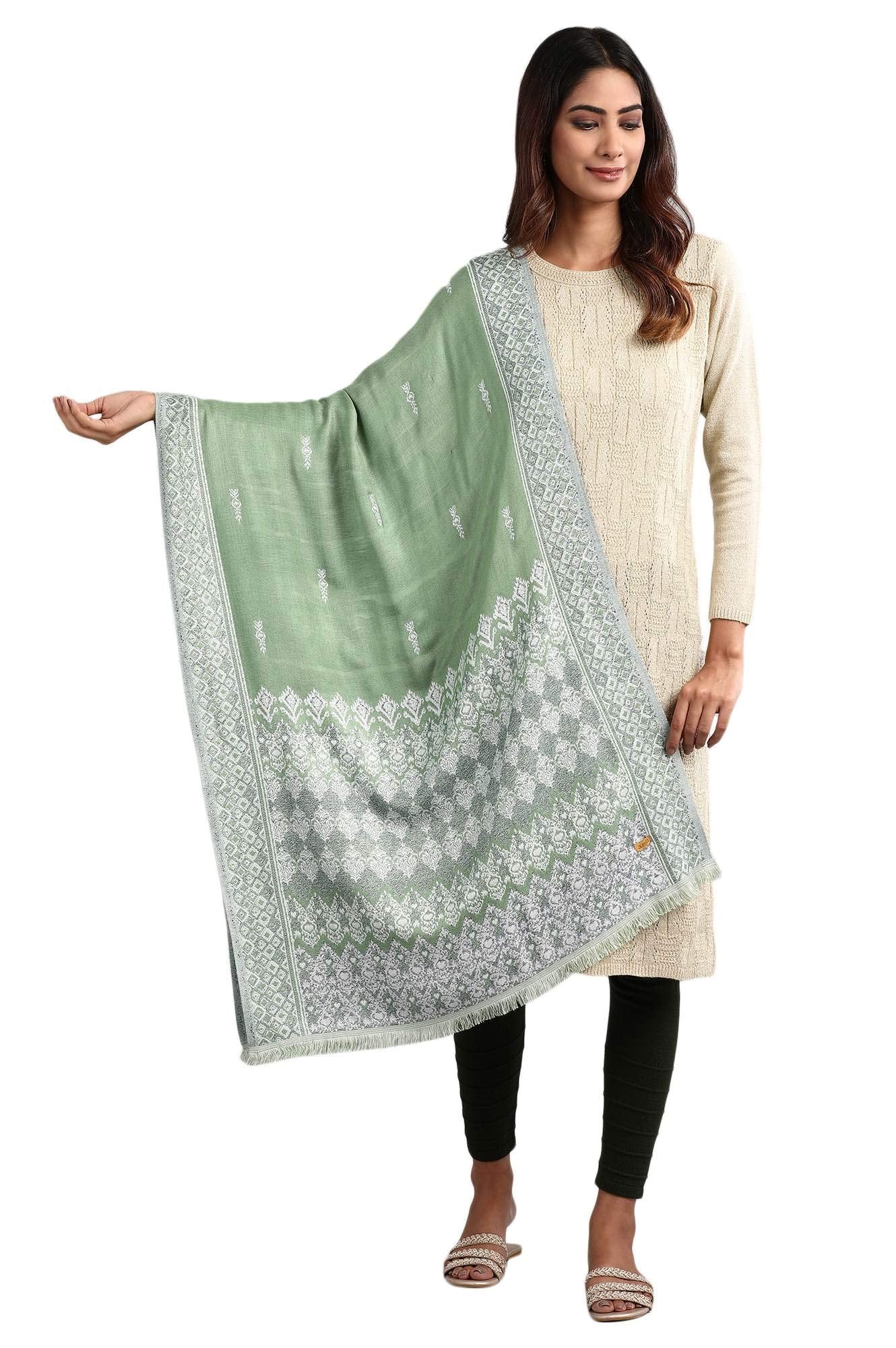 Aurelia Peach-Coloured Woven Reversable Shawl