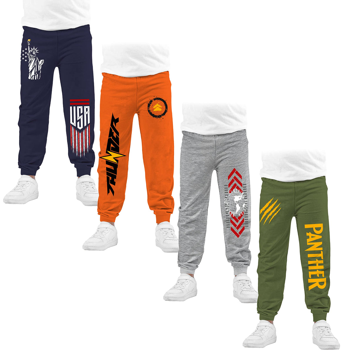 KYDA KIDS Boys Cotton Printed Track Pants - (Pack of 4)