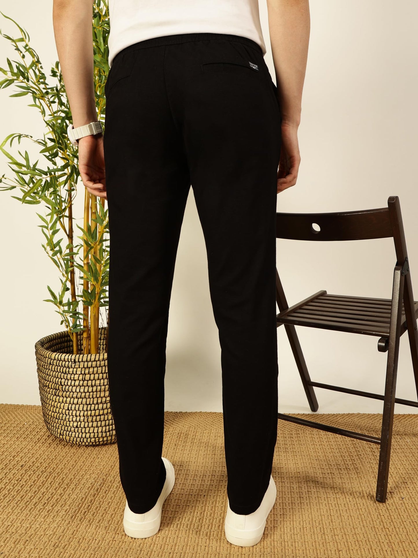 Thomas Scott Mens | Comfort | Slim Fit | Mid-Rise | Drawstring Closure | Solid | 4 Pockets | Woven | Chinos | Trouser (CCBT07_B