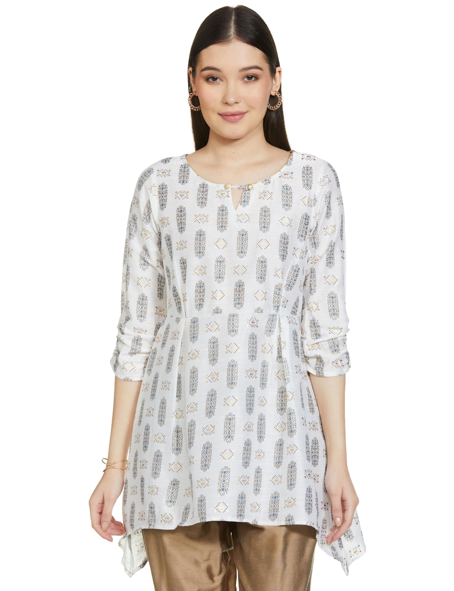 White A-Line Printed Kurti