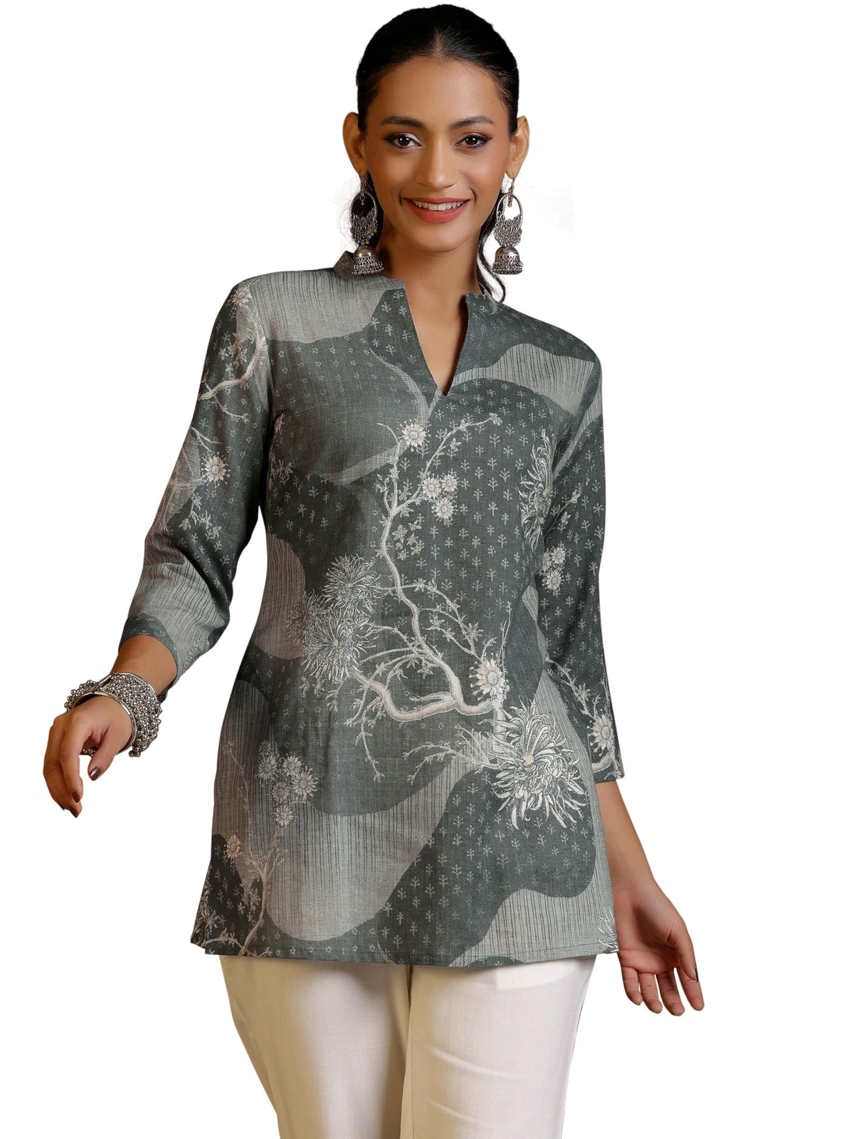 Libas WomenS Linen Regular Kurti (58158O_Grey