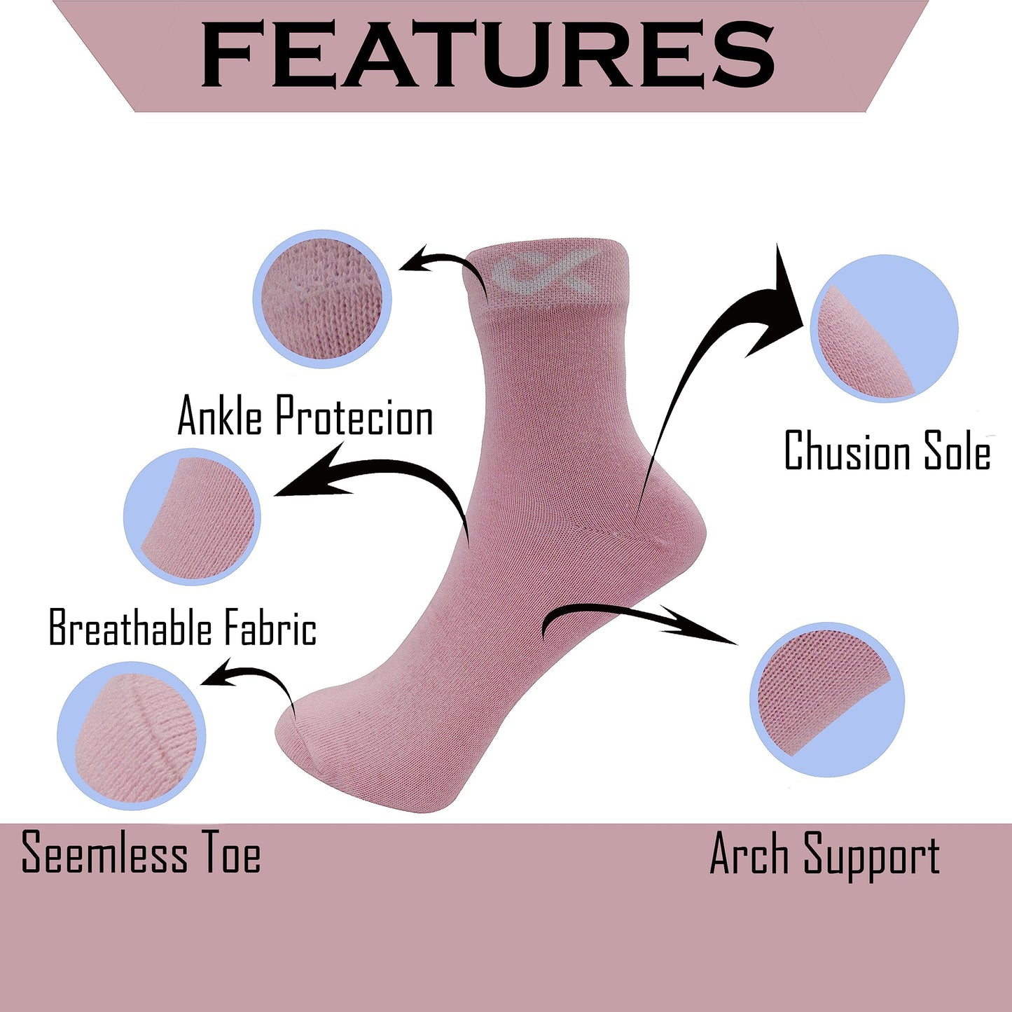 Xjarvis Malibu Ankle Socks For Women & Girls Soft, Breathable, Comfortable, And Durable Perfect For Sports, Running, Cotton Sock