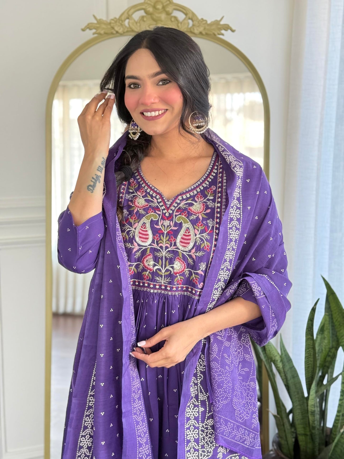 Nermosa Women Silk Embroidery Kurta and Pant Set with Dupatta