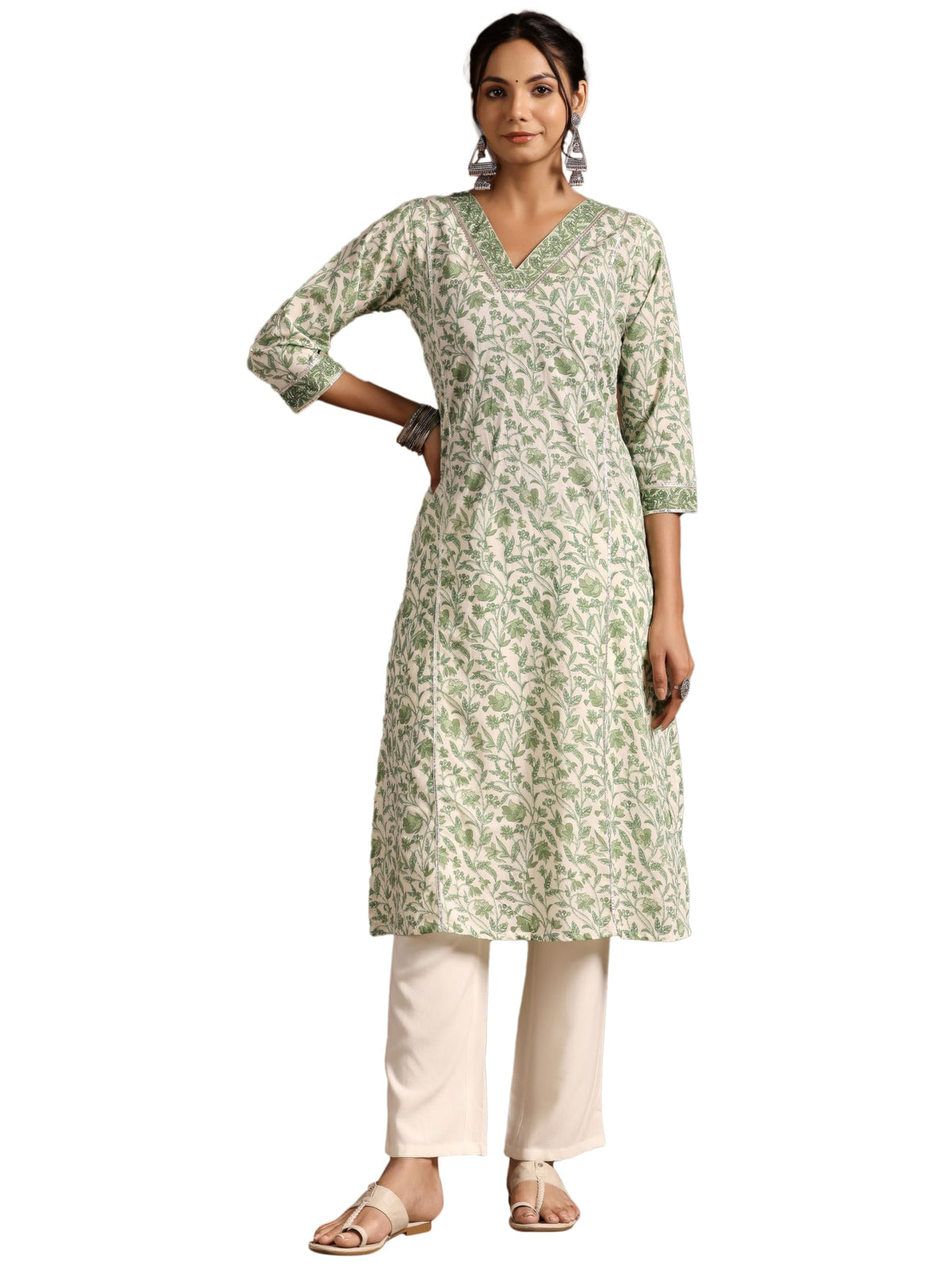 Libas WomenS Cotton Printed Regular Kurta (290550H Green