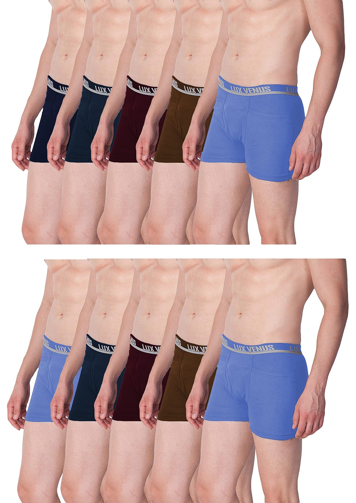 Lux Venus Pure Cotton Pocket Drawer For Men (Pack Of 10) Multicolour