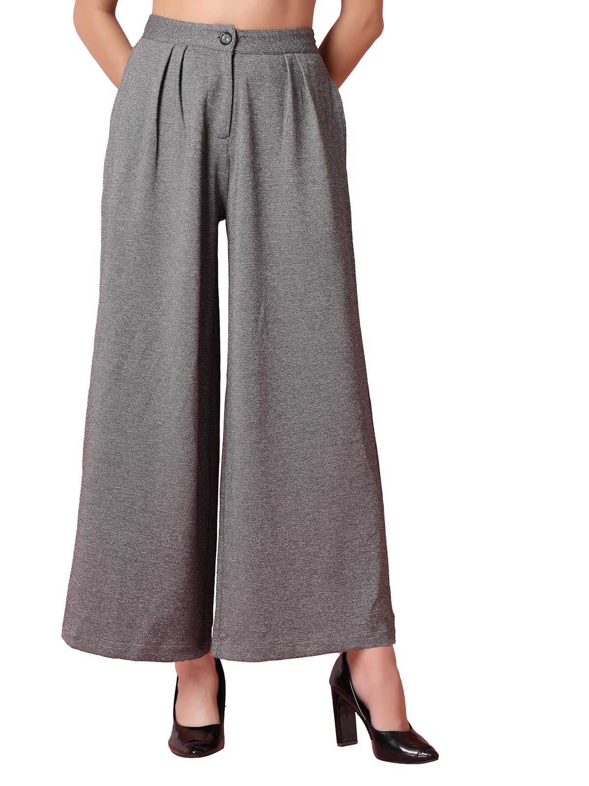 OOMPH! Matty Wide Leg Pants|Flared Korean Style Formal Pants|Baggy and Loose Trouser for Girls and Women|Stylish Korean Trousers