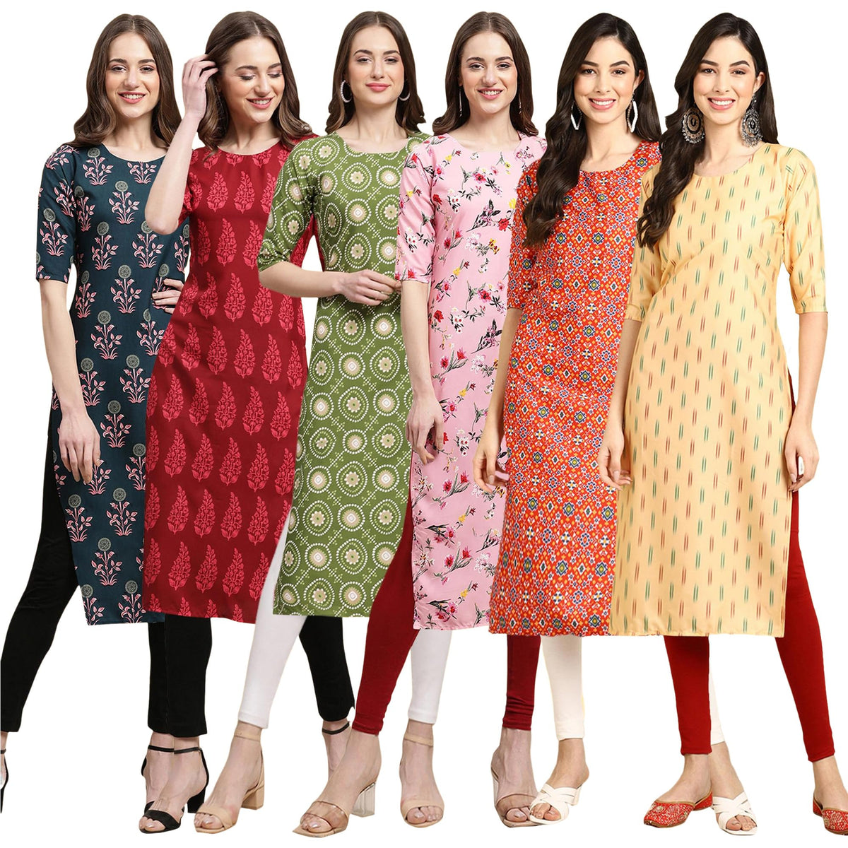 Pinkmint WomenS Crepe Solid Regular Kurti (Ks01_Multicolor10