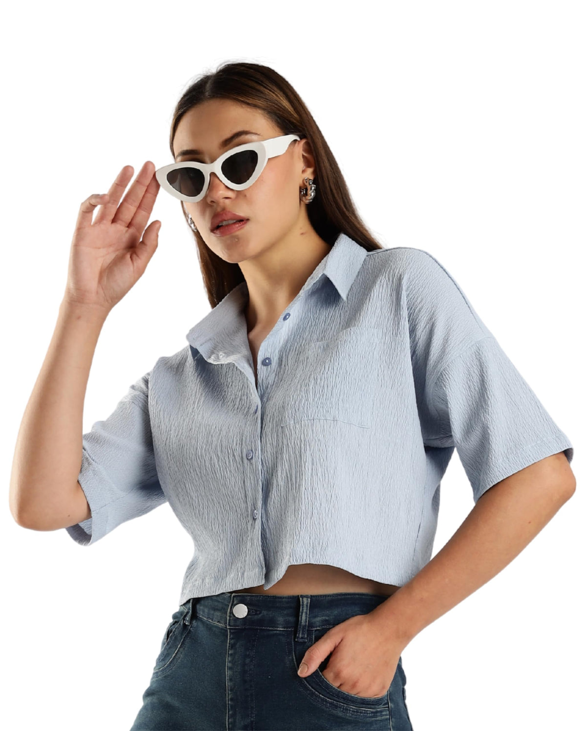 Fyltr WomenS Solid Regular Fit Blouse (Fylss25Wb-1326_Mist Blue