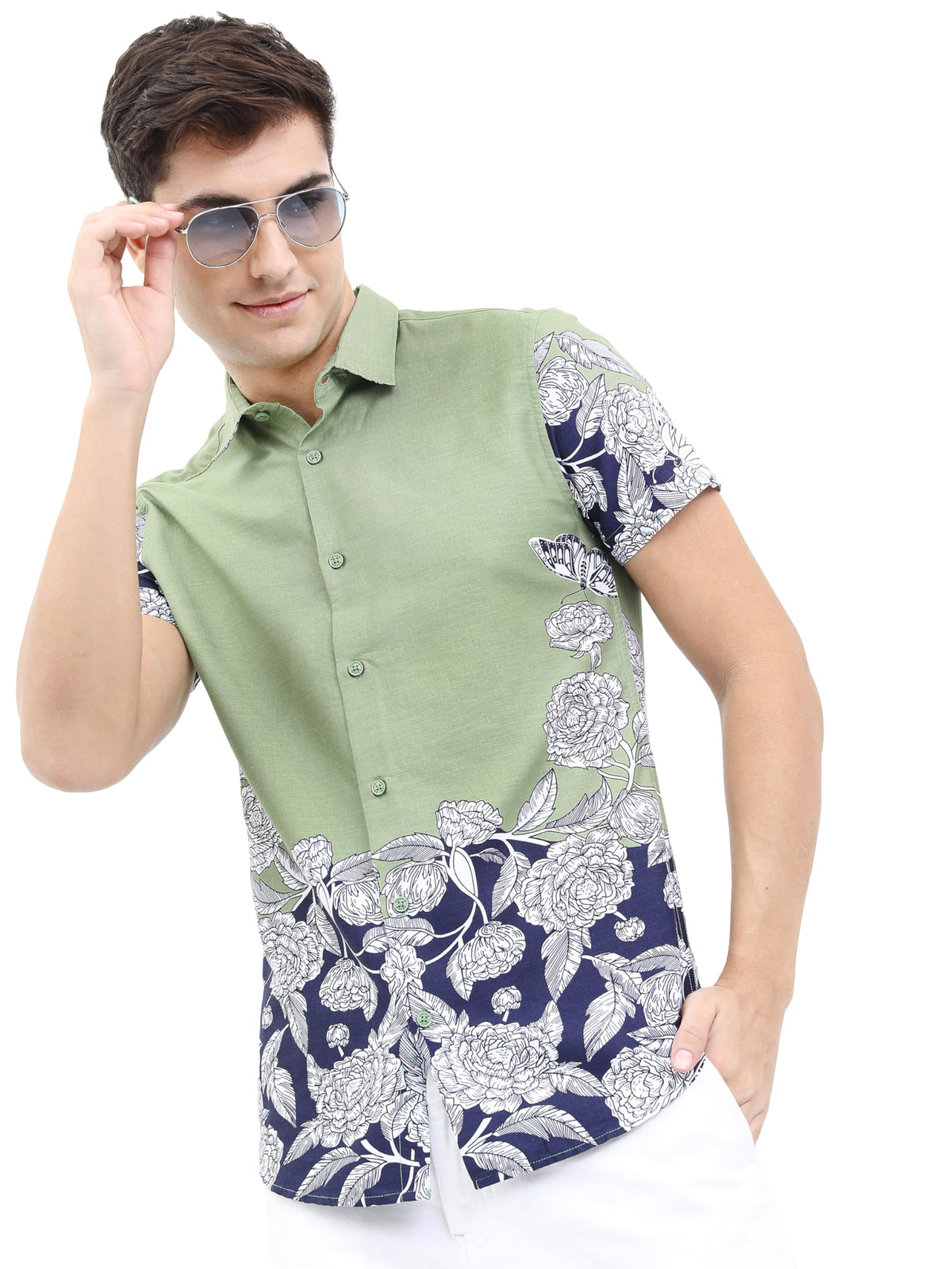 Ketch Men Olive Slim Fit Shirt