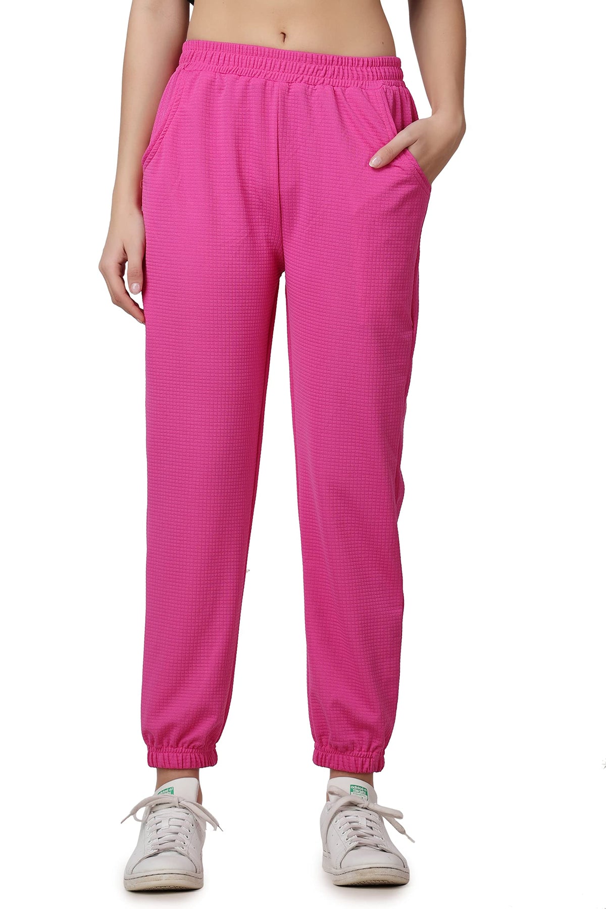 POPWINGS Casual Solid Joggers for Women || Loose Fit Joggers for Summer Wear Pink