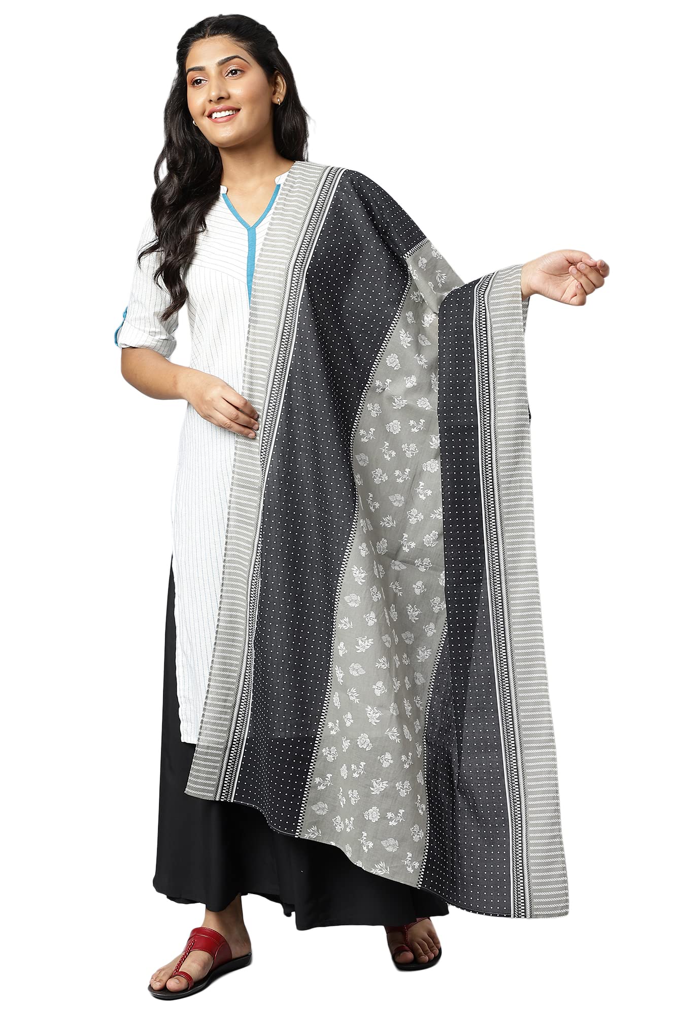 Aurelia Women Grey Cotton Printed Dupatta_22Aua80002-505716_Fs