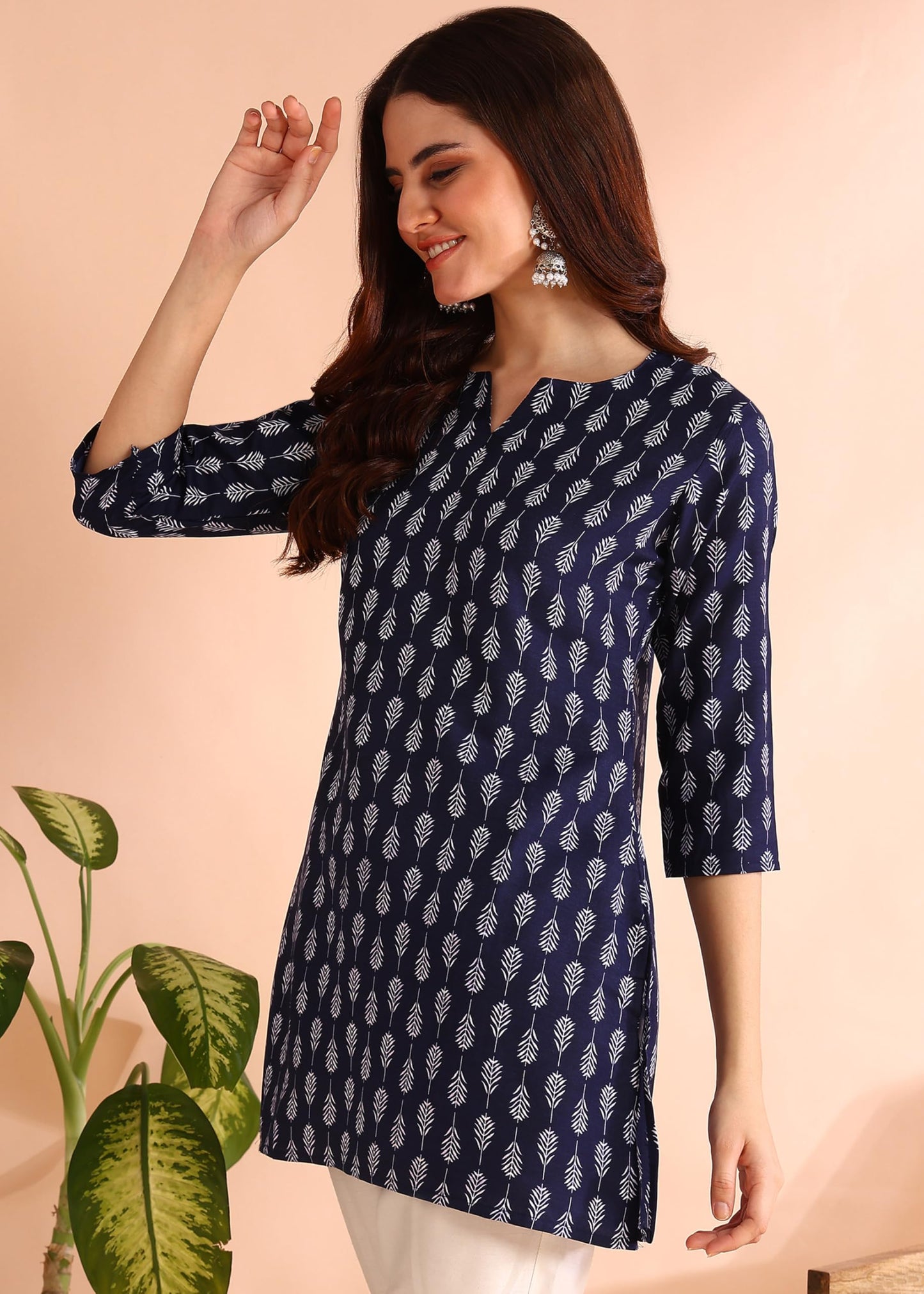 Aayla Floral Print Poly Rayon Short Kurti A Touch Of Royalty In Everyday & Office Wear Blue