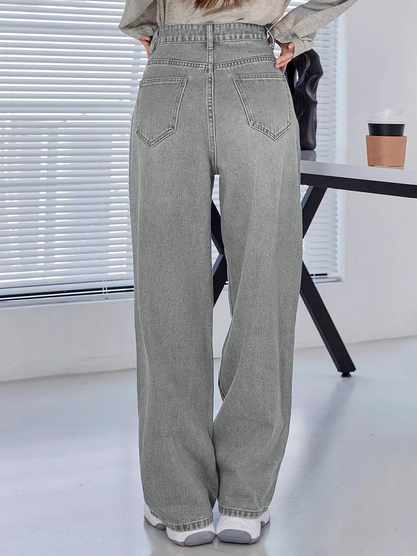 Noble Monk Women Denim Wide Leg Premium Charcoal Jeans For Women |Baggy Fit Jeans For Women |Bell Bottom Jeans For Women
