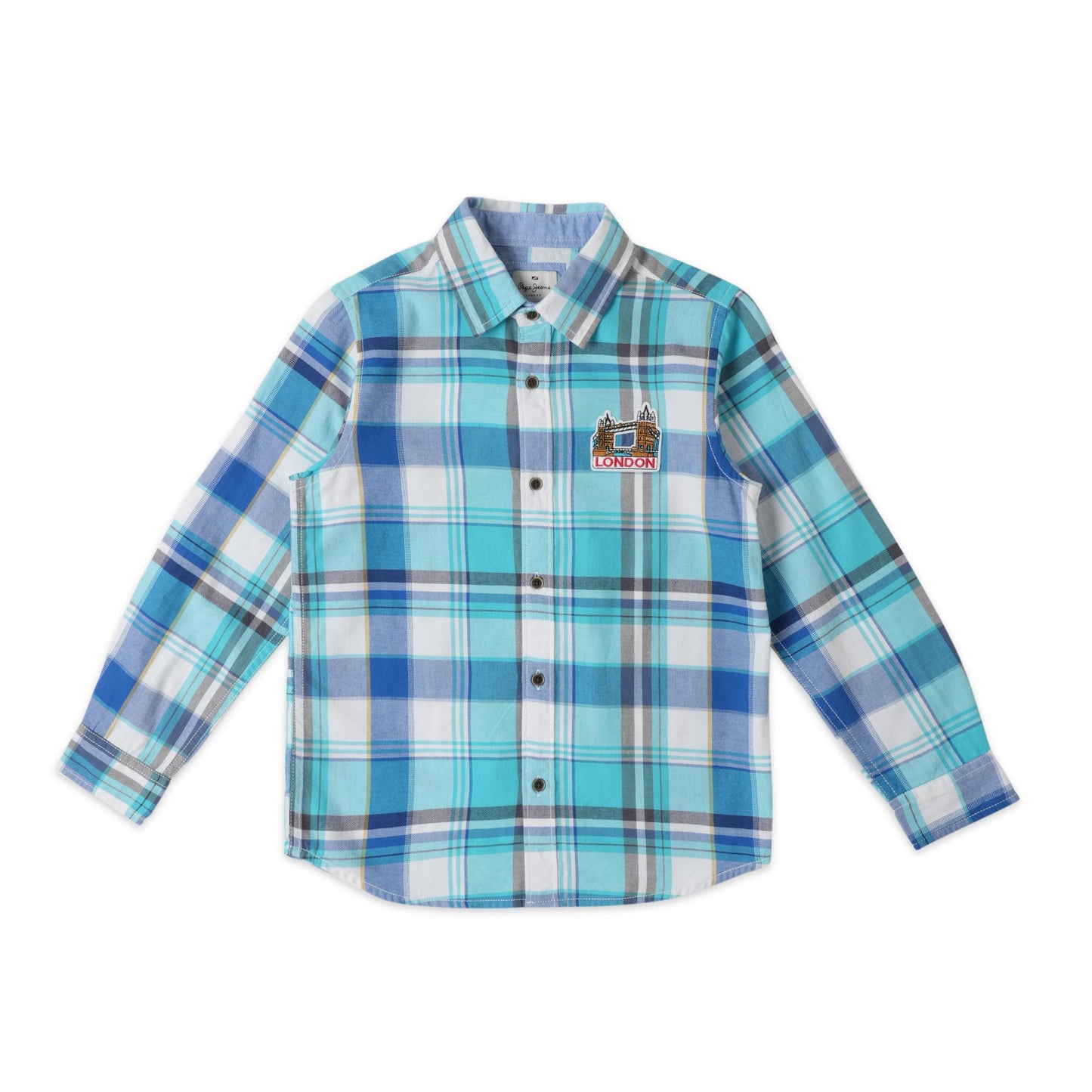Pepe Jeans Arin Ls Yarn Dyed Twill Checks Shirt, Aqua, 12