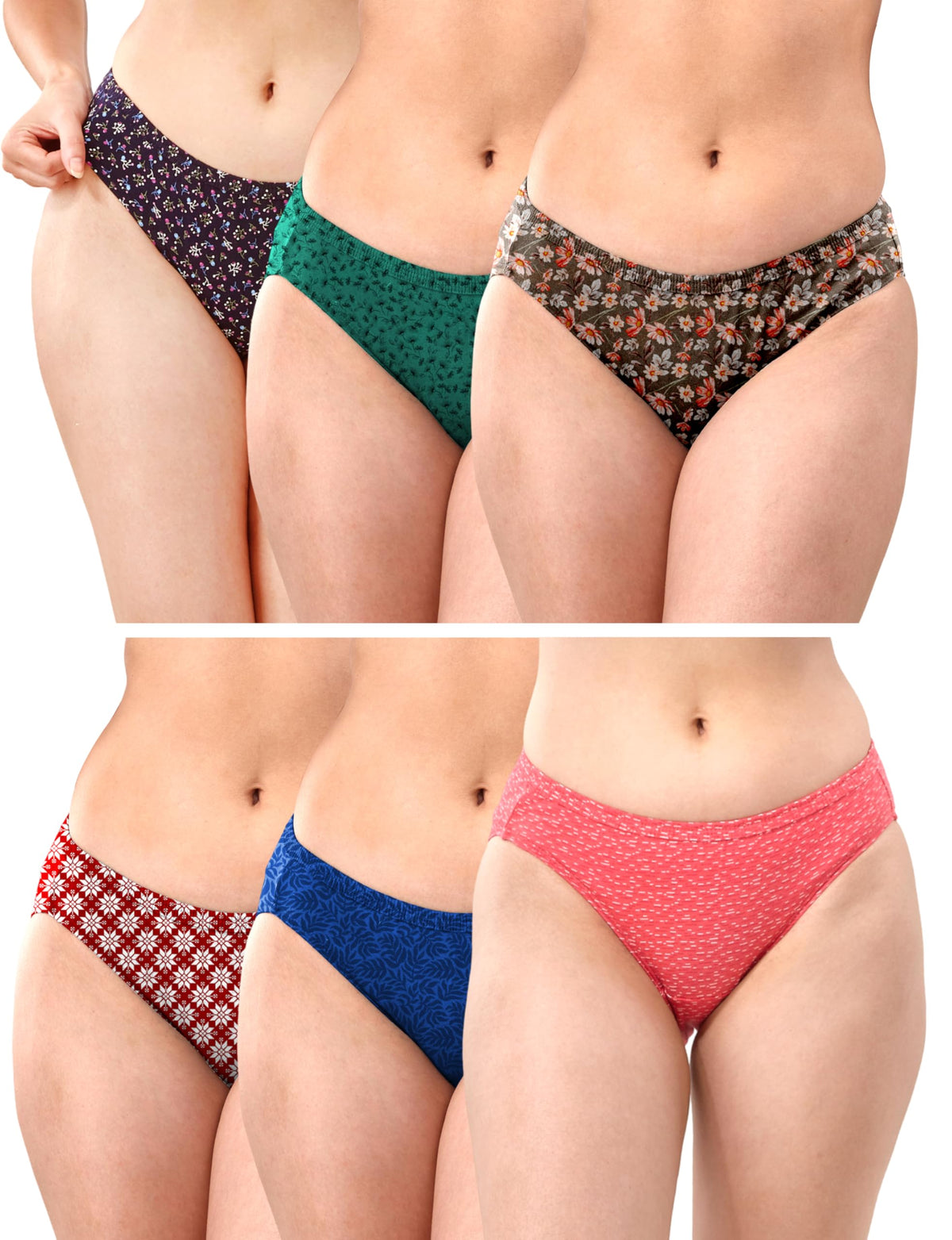 Lyra Pack Of 6 Printed Bikni Panties Multicolour