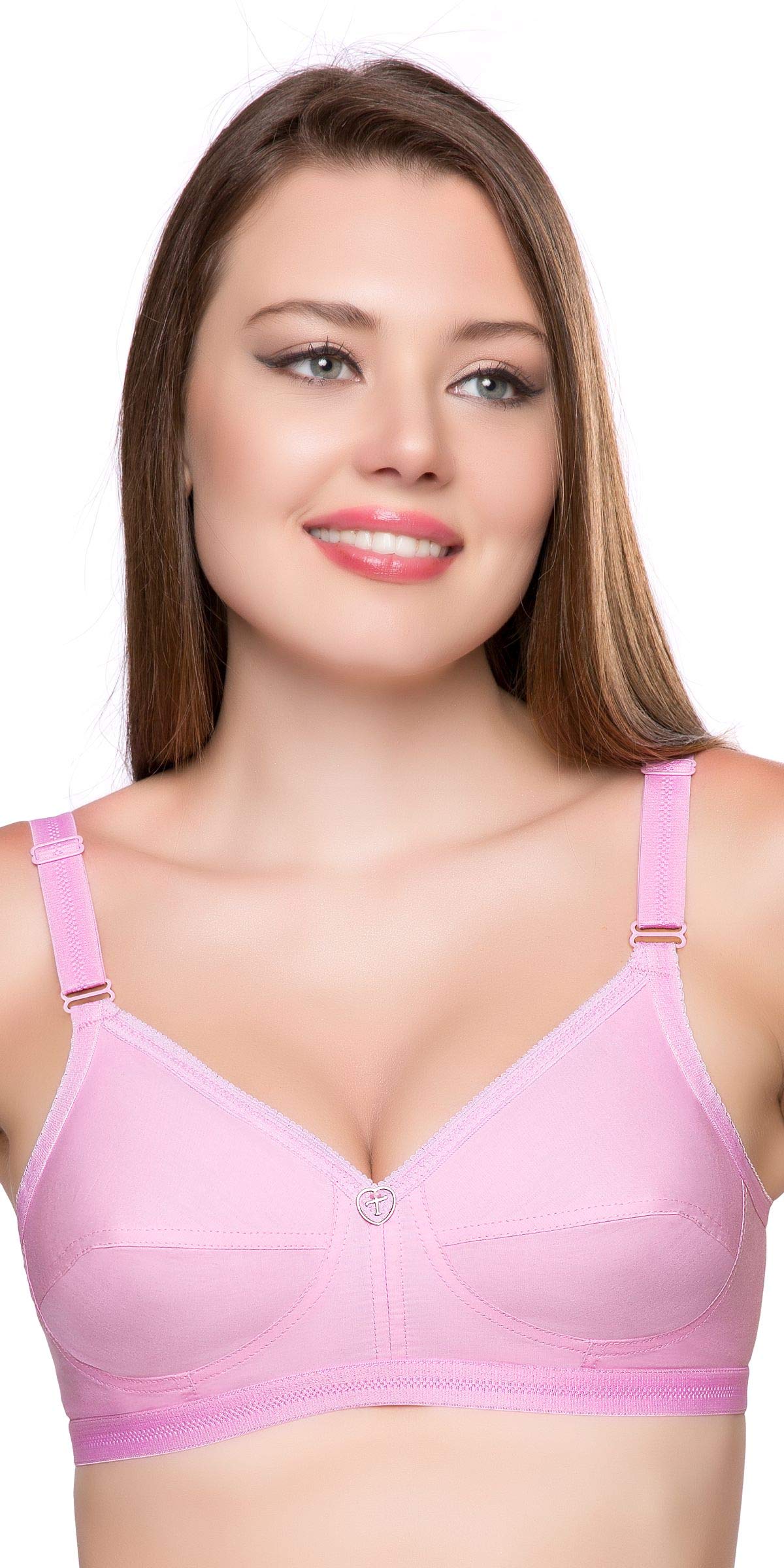 Trylo Women'S Cotton T-Shirt Bra Women'S Non-Wired Bra (Sarita_Pink_38C)
