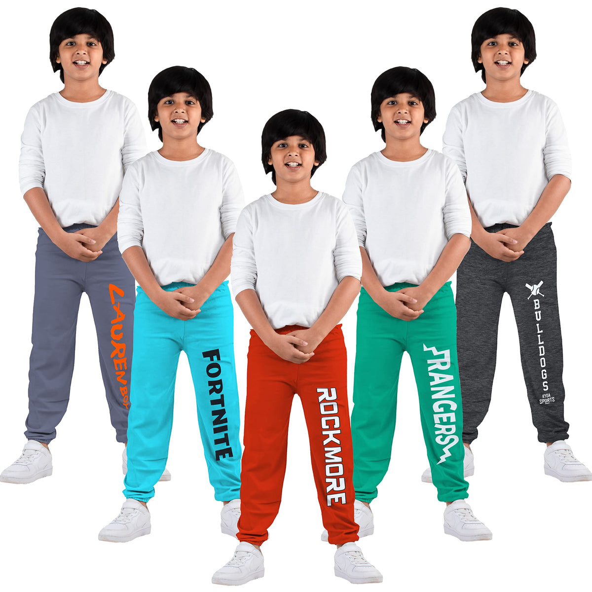 Kyda Kids 100% Cotton Printed Track Pant For Boys And Girls (Pack Of 5) Multicolour