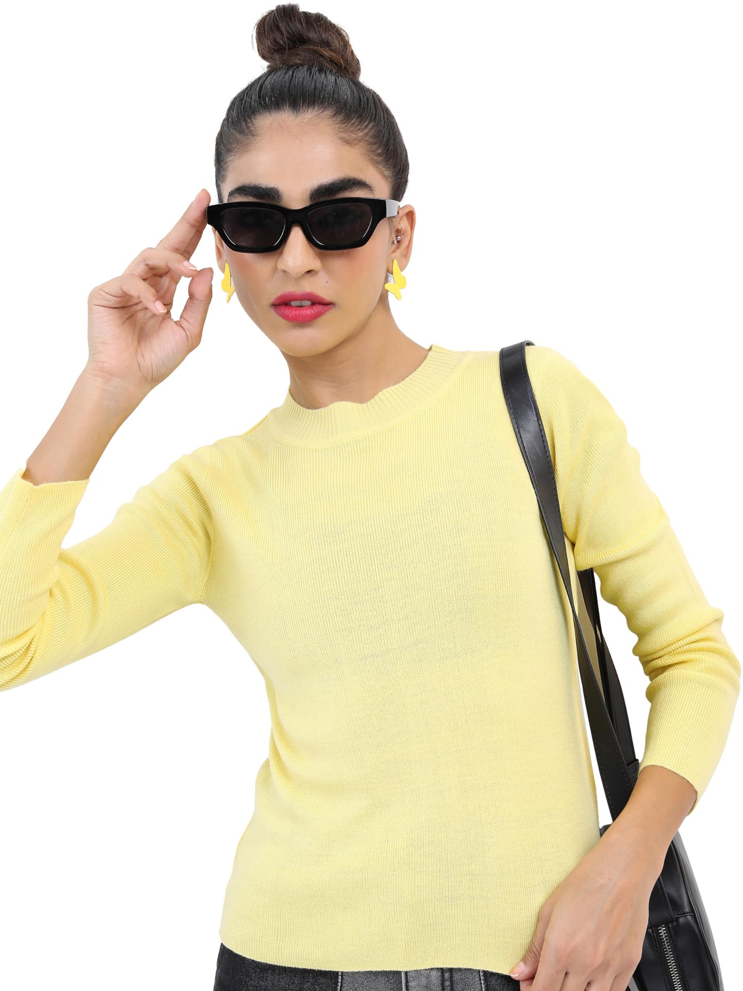 Ketch Womens Full Sleeve Slim Fit Sweater Khsw000026 Yellow Xl