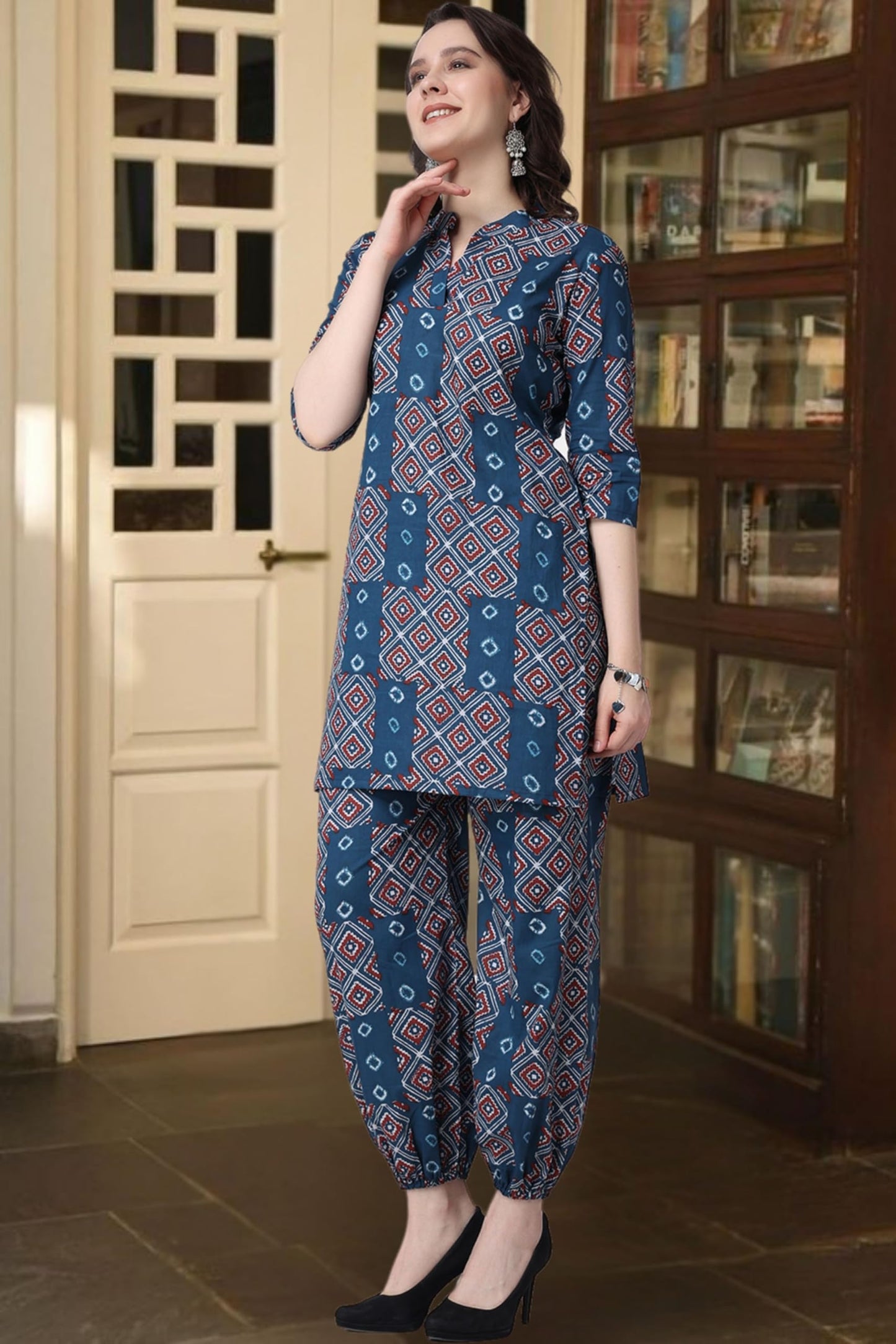 Popwings Casual Pure Cotton Bandhani Printed Kurti And Jogger Co-Ord Set || Latest Stylish Co-Ords Set For Women || 2 Piece Summ