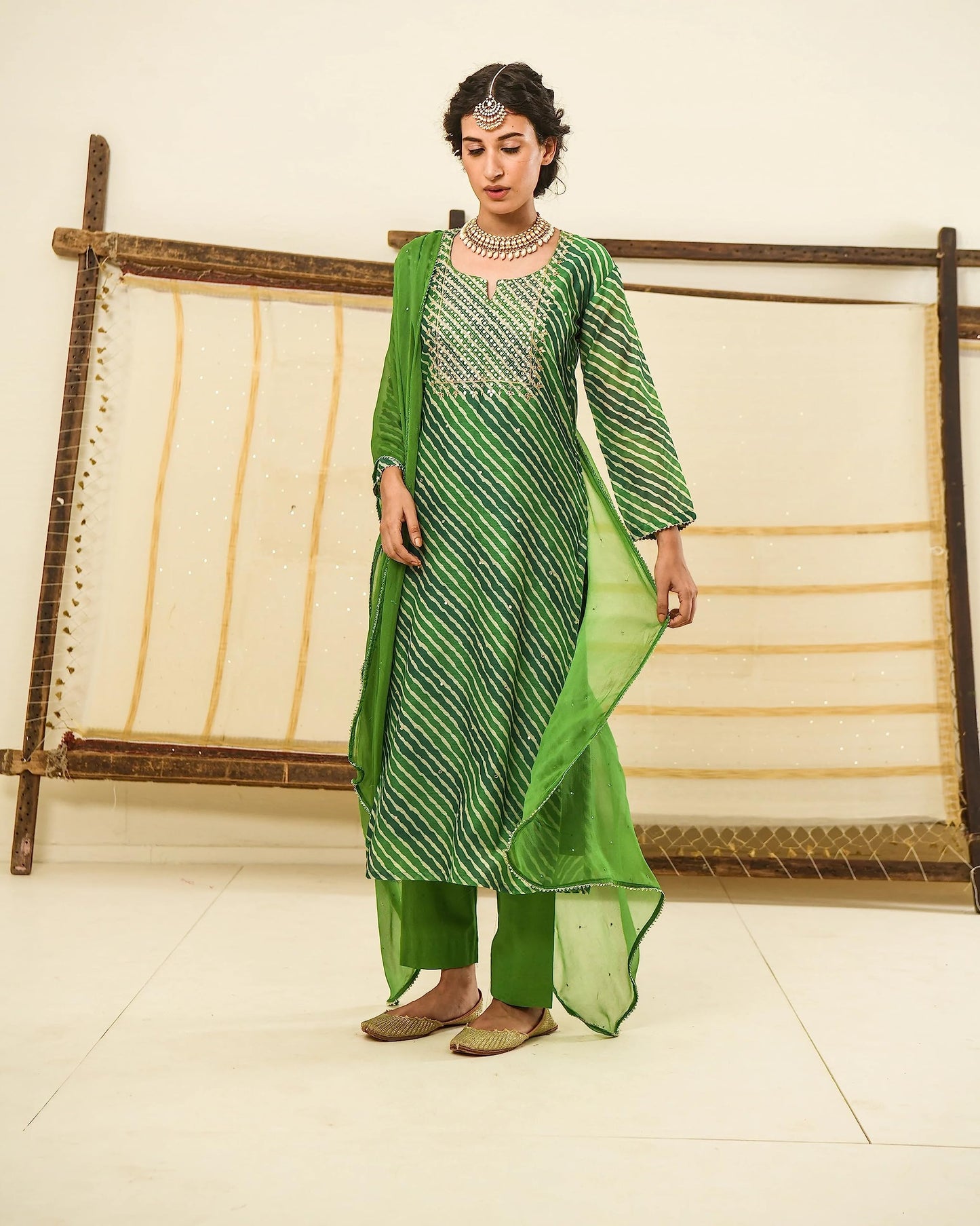 GoSriKi Women's Georgette Printed Straight Embroidered Kurta with Pant & Dupatta (RUPKLA