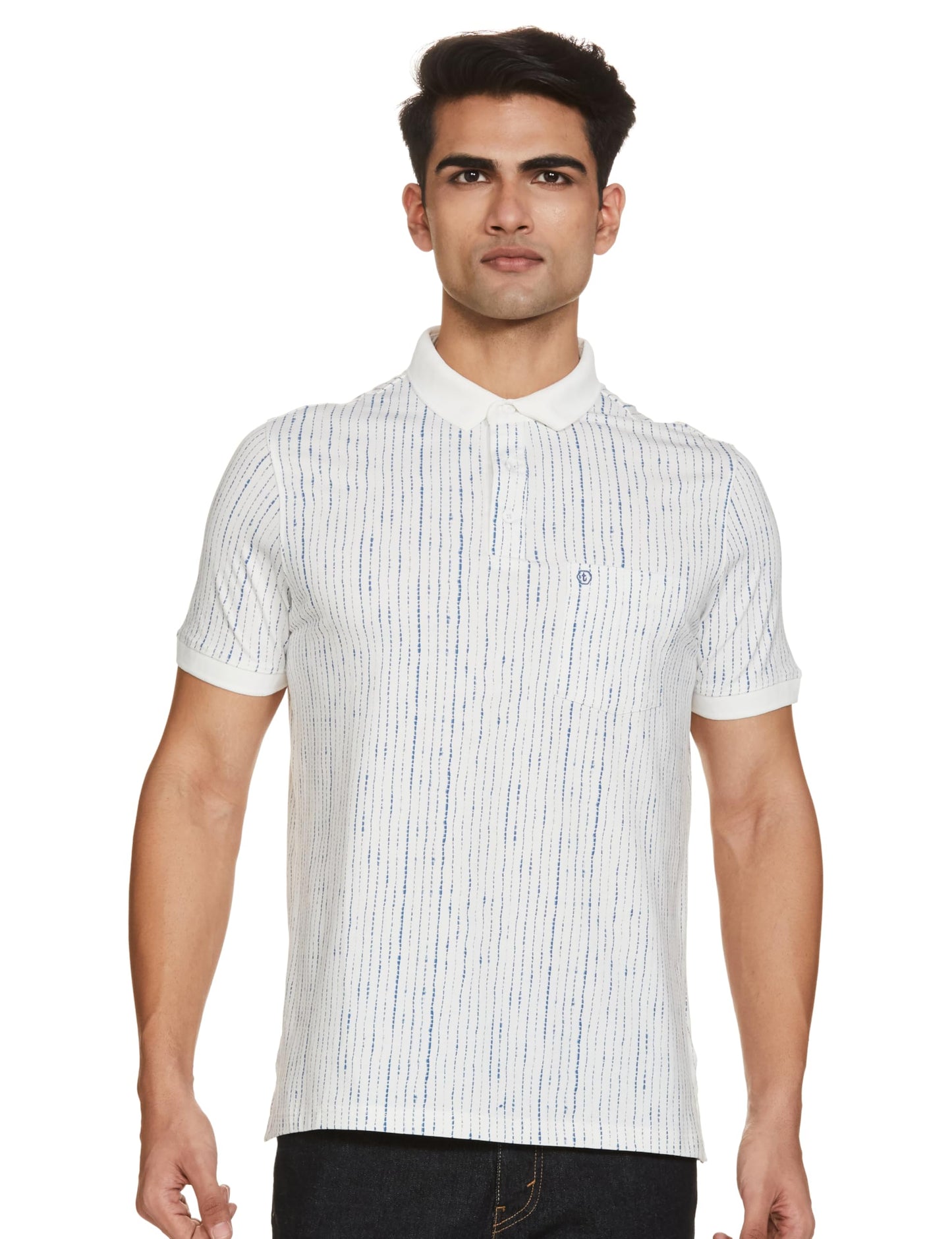 Turtle Men Cotton Stretch Slim Fit Polo Tshirt White