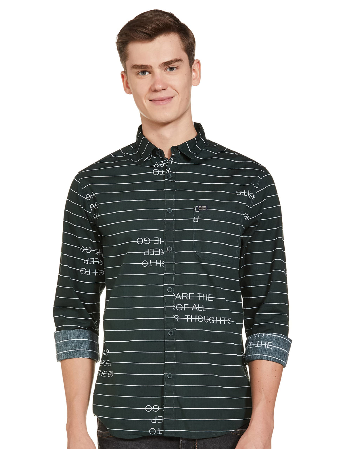 The Indian Garage Co Men Green Abstract Printed Slim Fit Cotton Casual Shirt