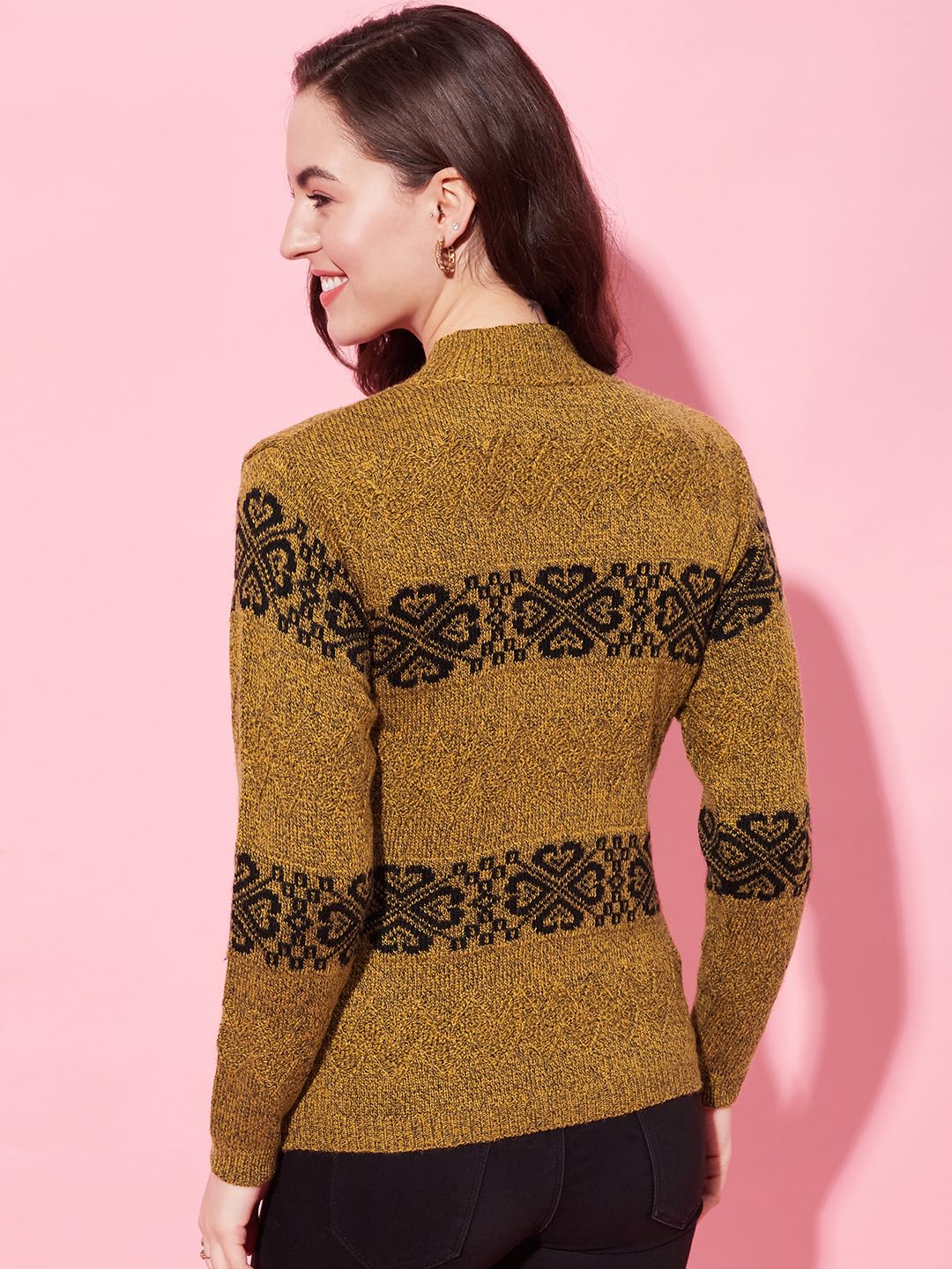 Modeve Women Striped Sweater for Winter||Winterwear|| Tan