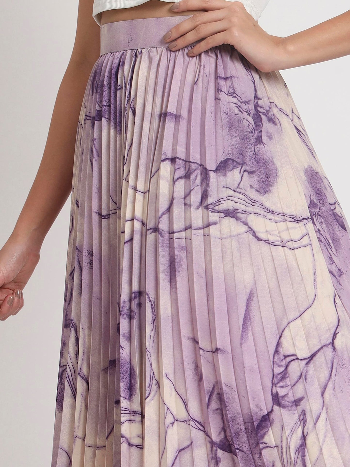 Kzully | Marble Elegance A WomanS A-Line Midi Printed Skirt Masterpiece Purple