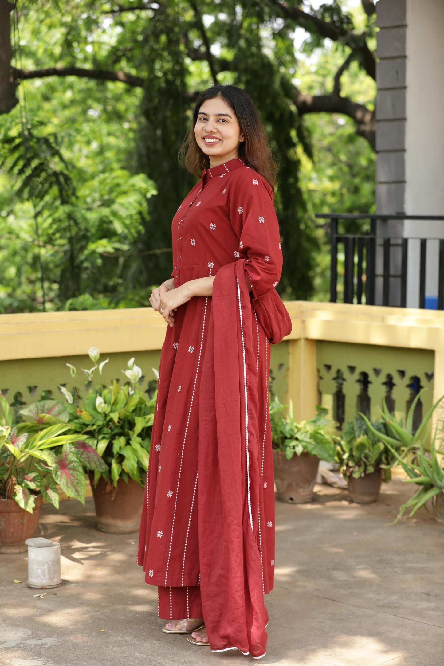 ANNI DESIGNER Women's Rayon Viscose A-Line Printed Kurta with Palazzo & Dupatta