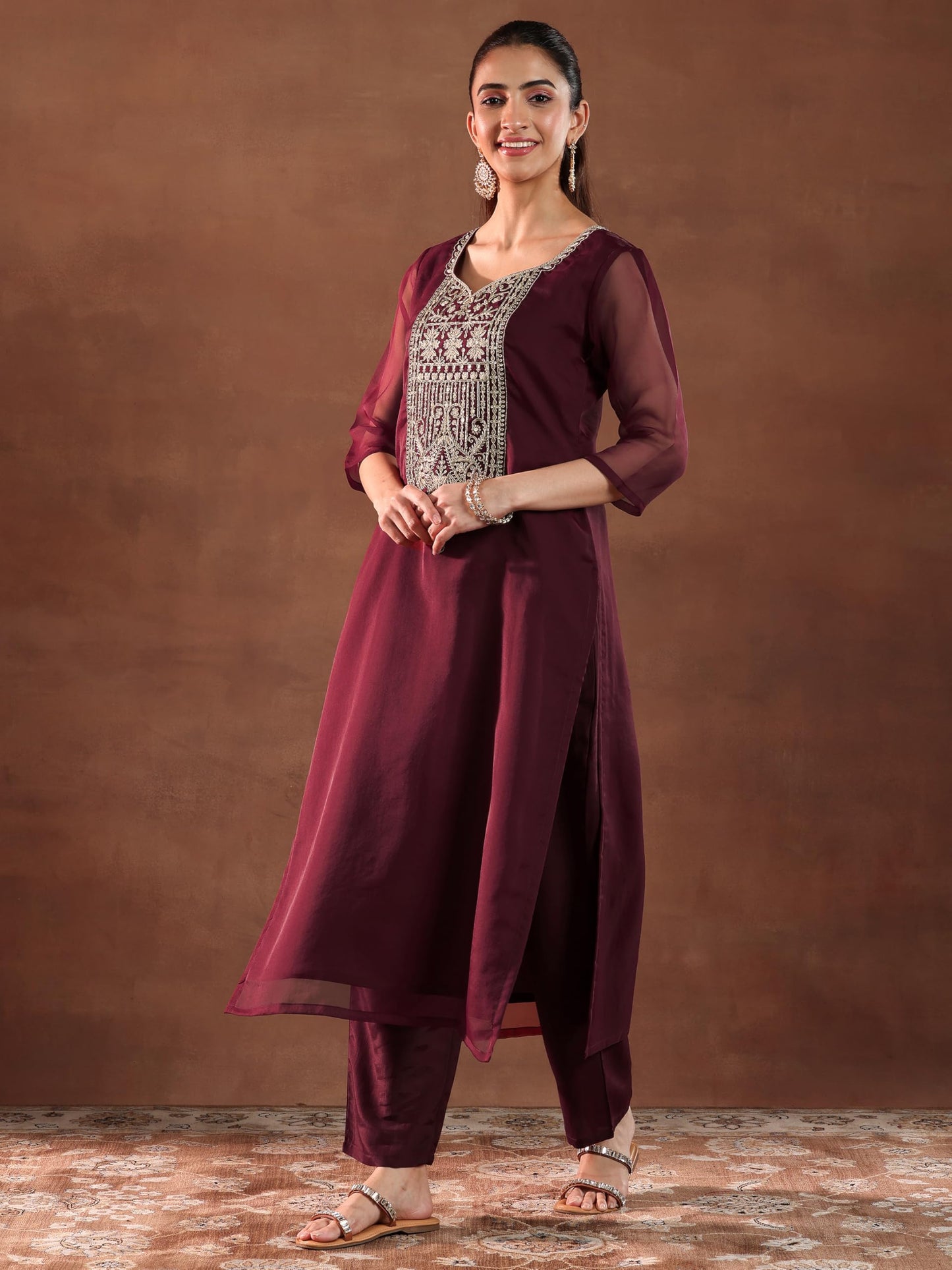 Libas WomenS Organza Kurta Set (49239
