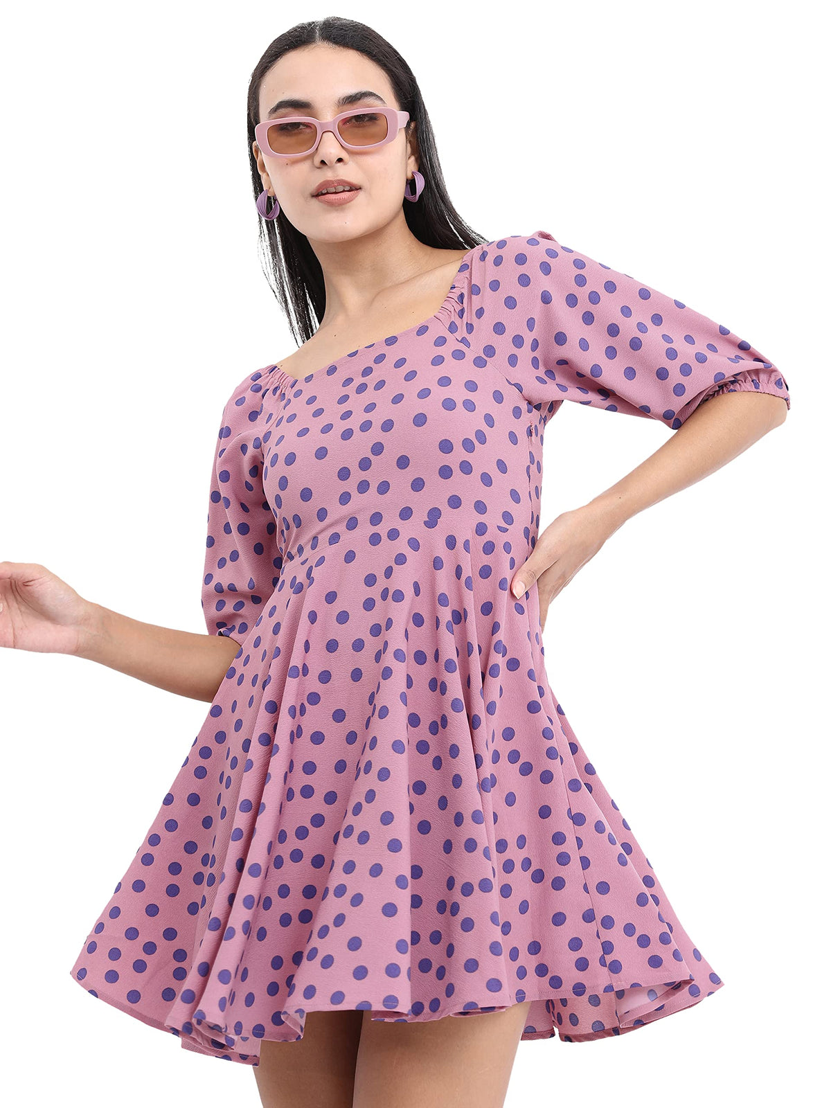 Ketch WomenS Polyester Classic Calf Length Casual Dress (Khj6000099 Pink