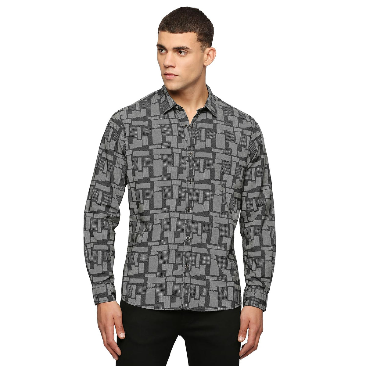 Black Printed Full Sleeved Shirt