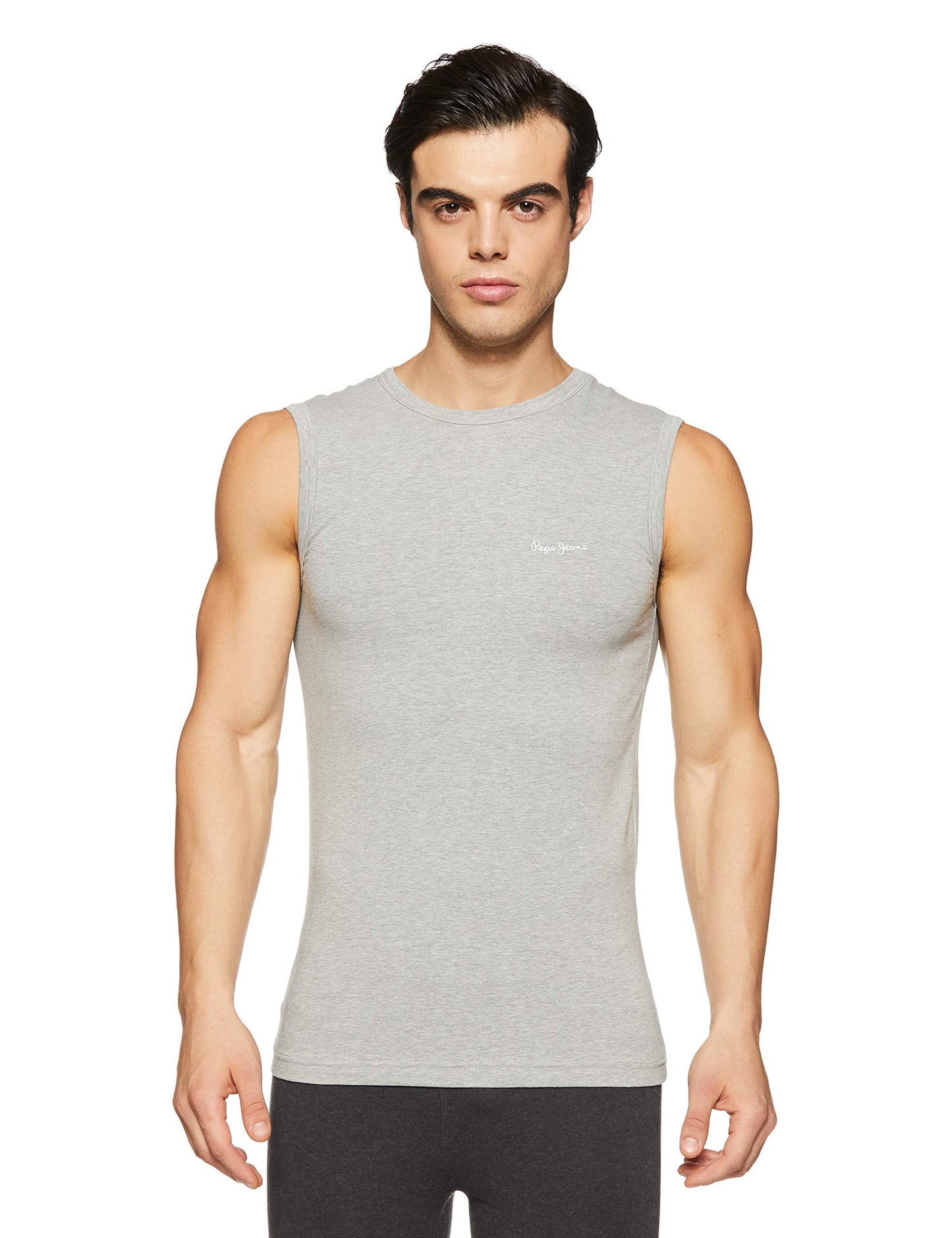 Pepe Jeans Innerwear MenS Solid Vest (Atv02-01_Grey Melange_110-115)