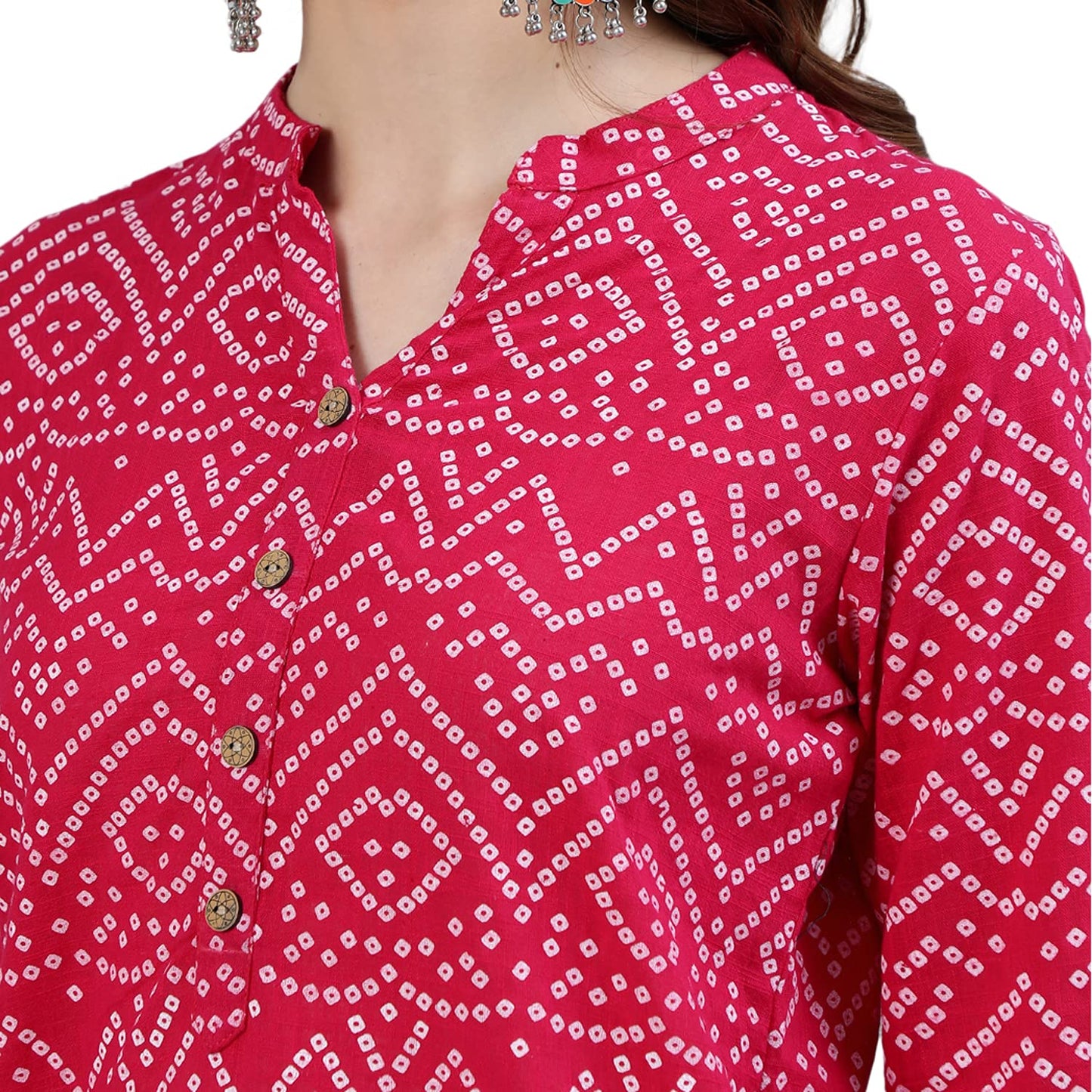 ishin Women's Pure Cotton Pink Printed Straight Kurta suit set with Pant