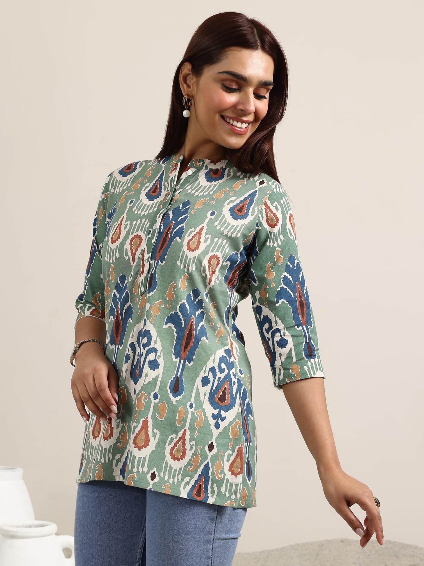 Libas Women's Cotton Ethnic Motifs Straight Kurti