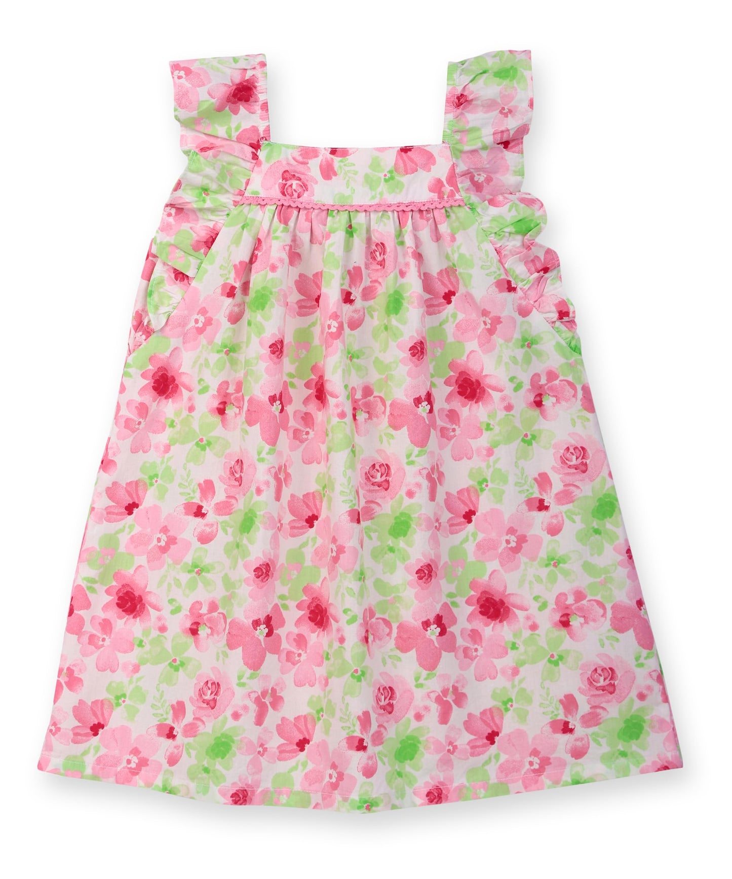 Floral print frill sleeve dress Multi-Color