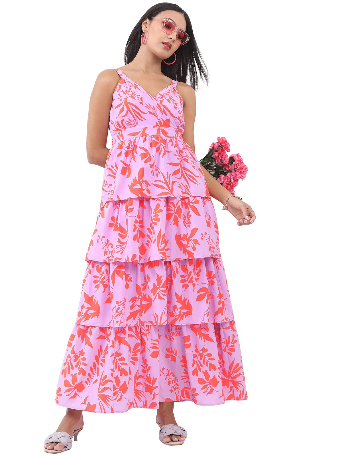 Ketch WomenS Polyester A-Line Maxi Casual Dress (Khj6000236_Lilac