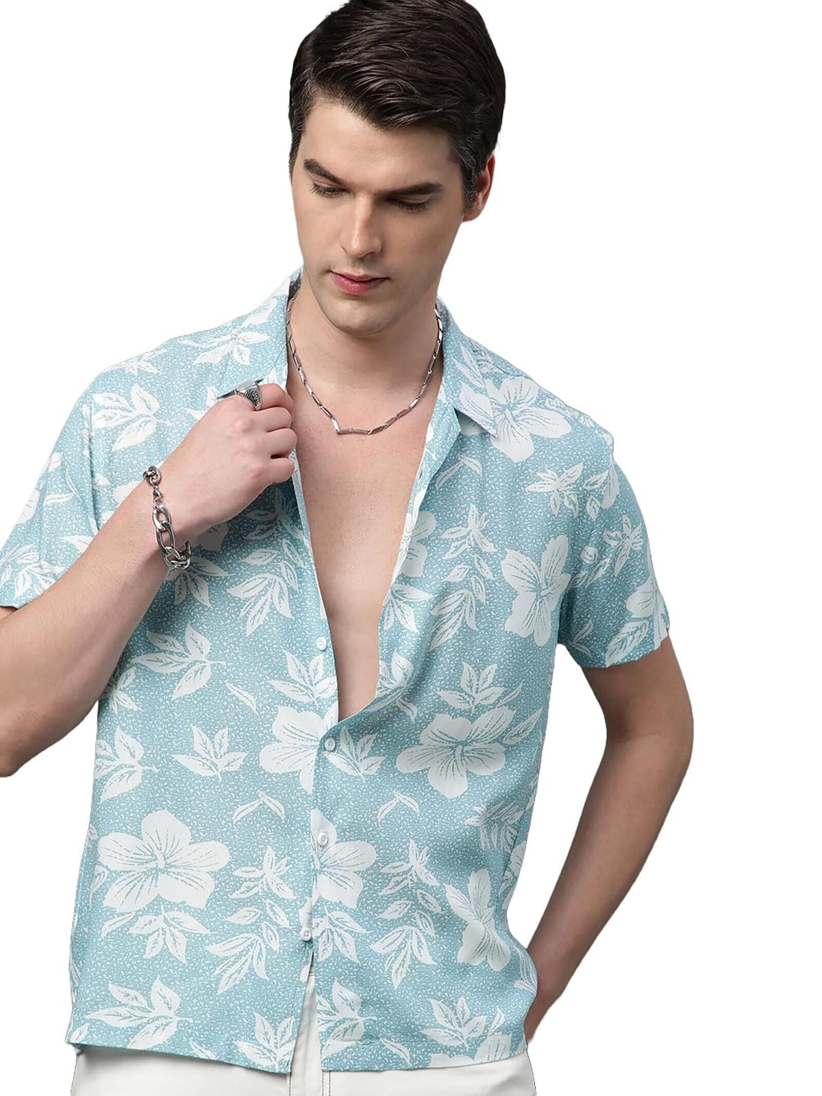 Besix MenS Rayon Floral Printed Shirt With Spread Collar Half Sleeve Standard Length Regular Fit | Shirt For Man Branded | Hs_4